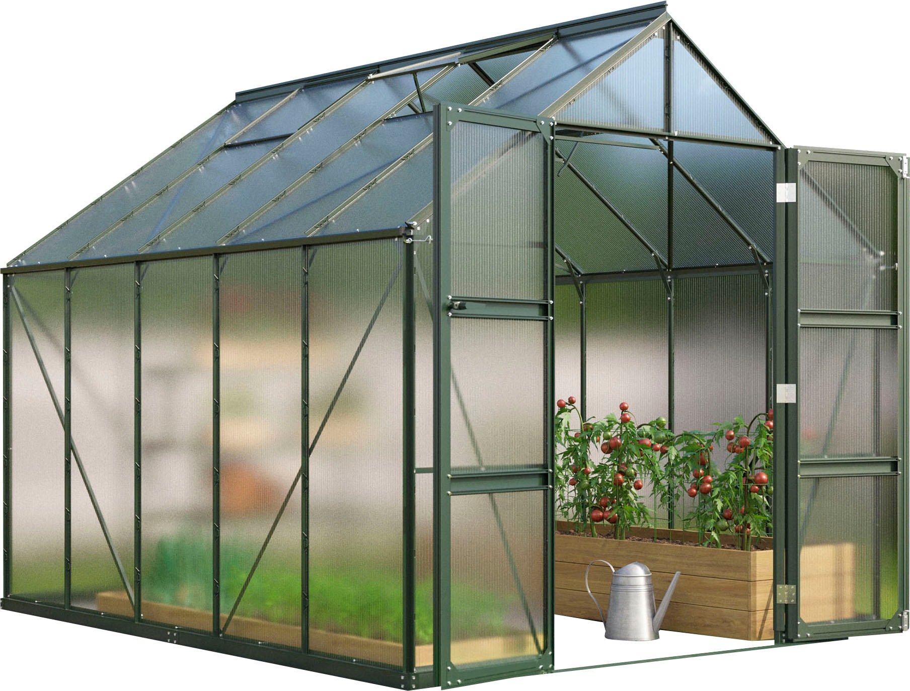 Vitavia Gewächshaus »Domus 8300«, mit Doppelschwingtüren und bodentiefer Türschwelle, 4 mm Hohlkammer