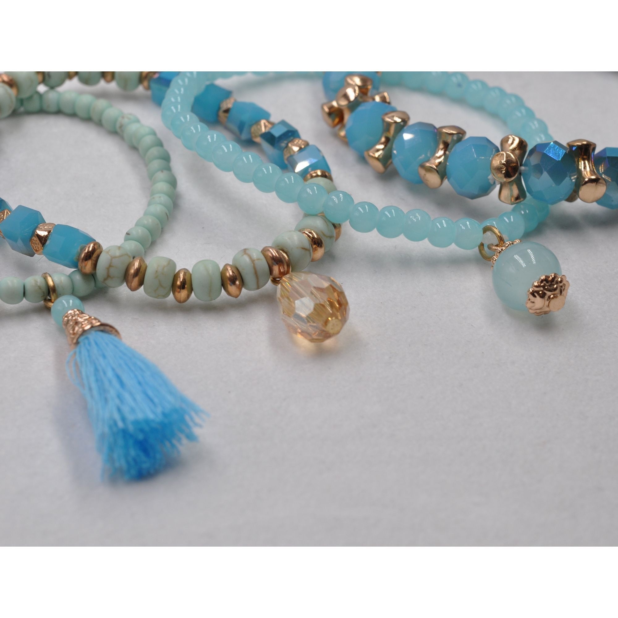 Steuer Armband »Metall vergoldet Glasstein türkis«