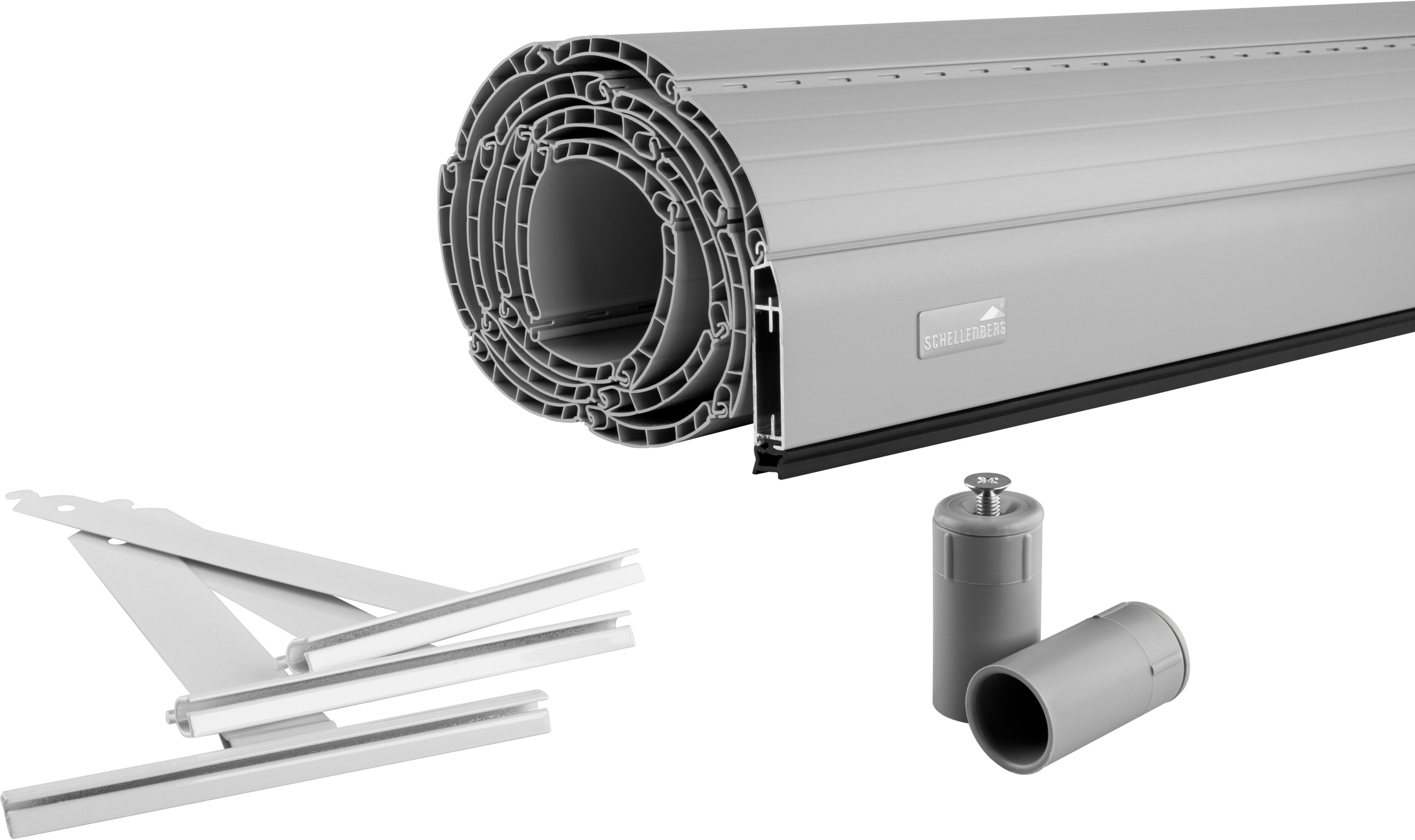 SCHELLENBERG Rollladenpanzer »Set für Fenster, Maxi System für 60 mm Stahlrohrwelle«, PVC Jalousie, in verschiedenen Größen erhältlich, grau