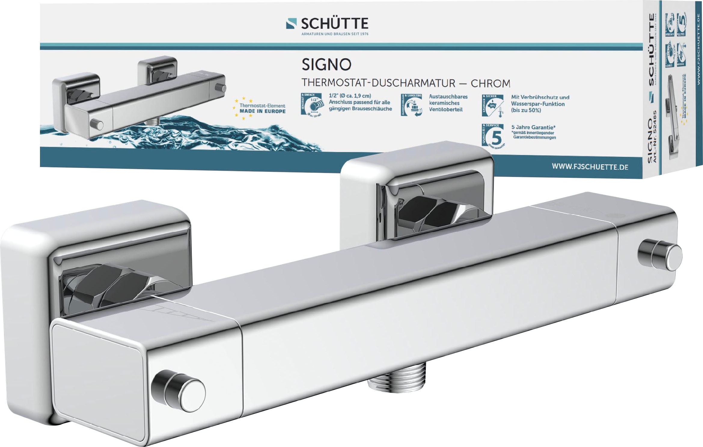 Schütte Duscharmatur »Signo«, mit Thermostat, Mischbatterie Dusche, Duschthermostat in Chrom