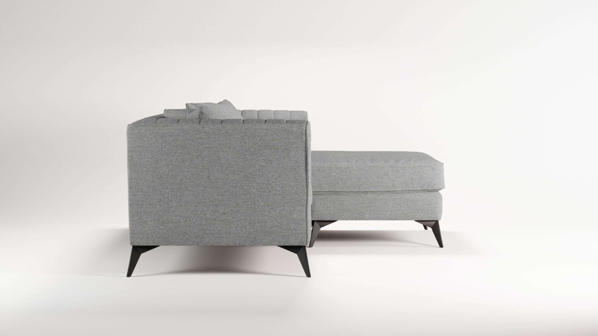 Places of Style Ecksofa »MATTHEW L-Form ideal für kleine Räume, Maße B/T/H: 201/162/74 cm«, elegantes Designsofa, feine Steppung im Rücken, incl. Zierkissen