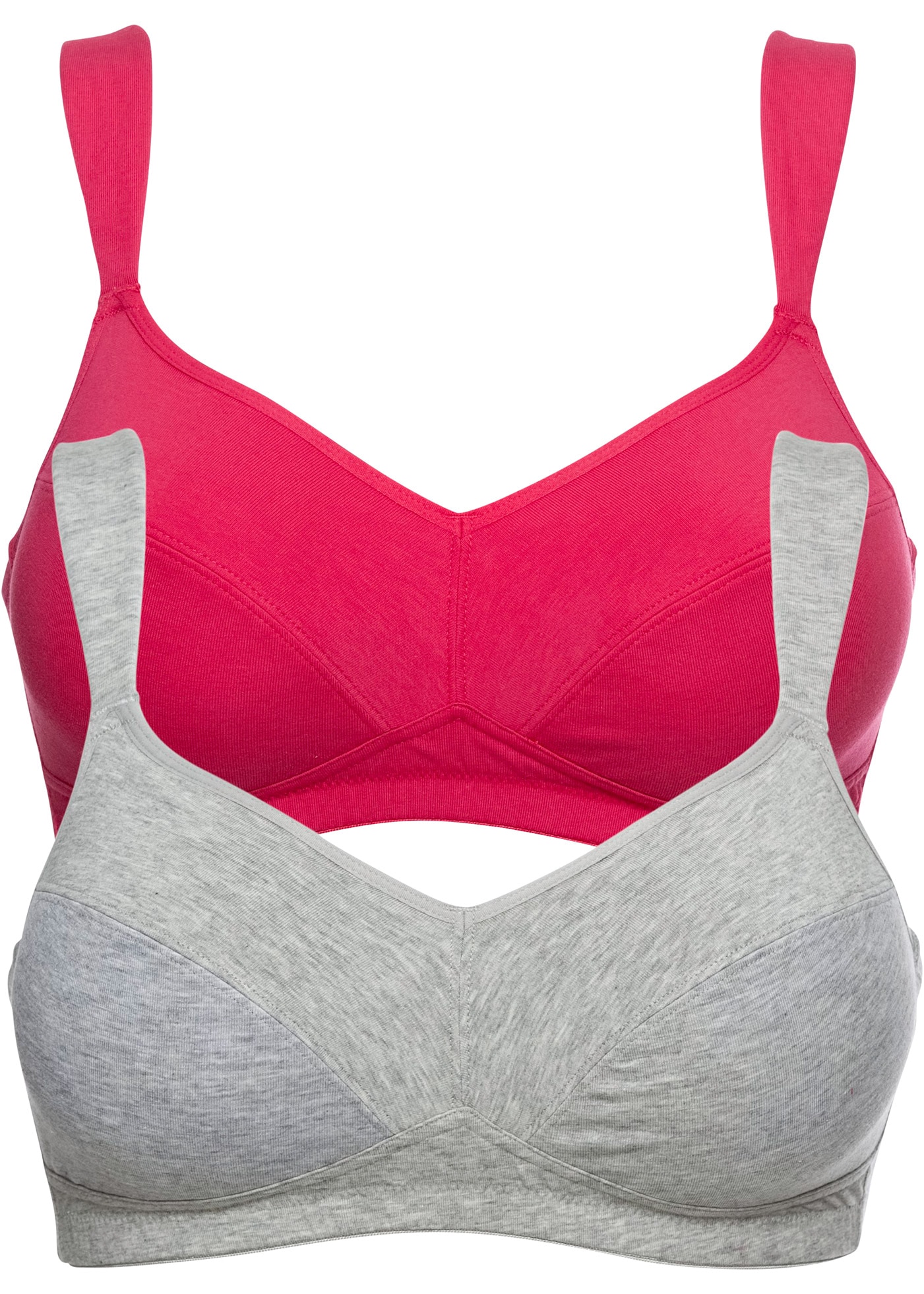BONPRIX Damen Bügel-BH "BH ohne Bügel mit Baumwolle (2er Pack)", Gr. 105, rosa, Obermaterial: 95% Baumwolle, 5% Elasthan. Futter: 100% Baumwolle,
