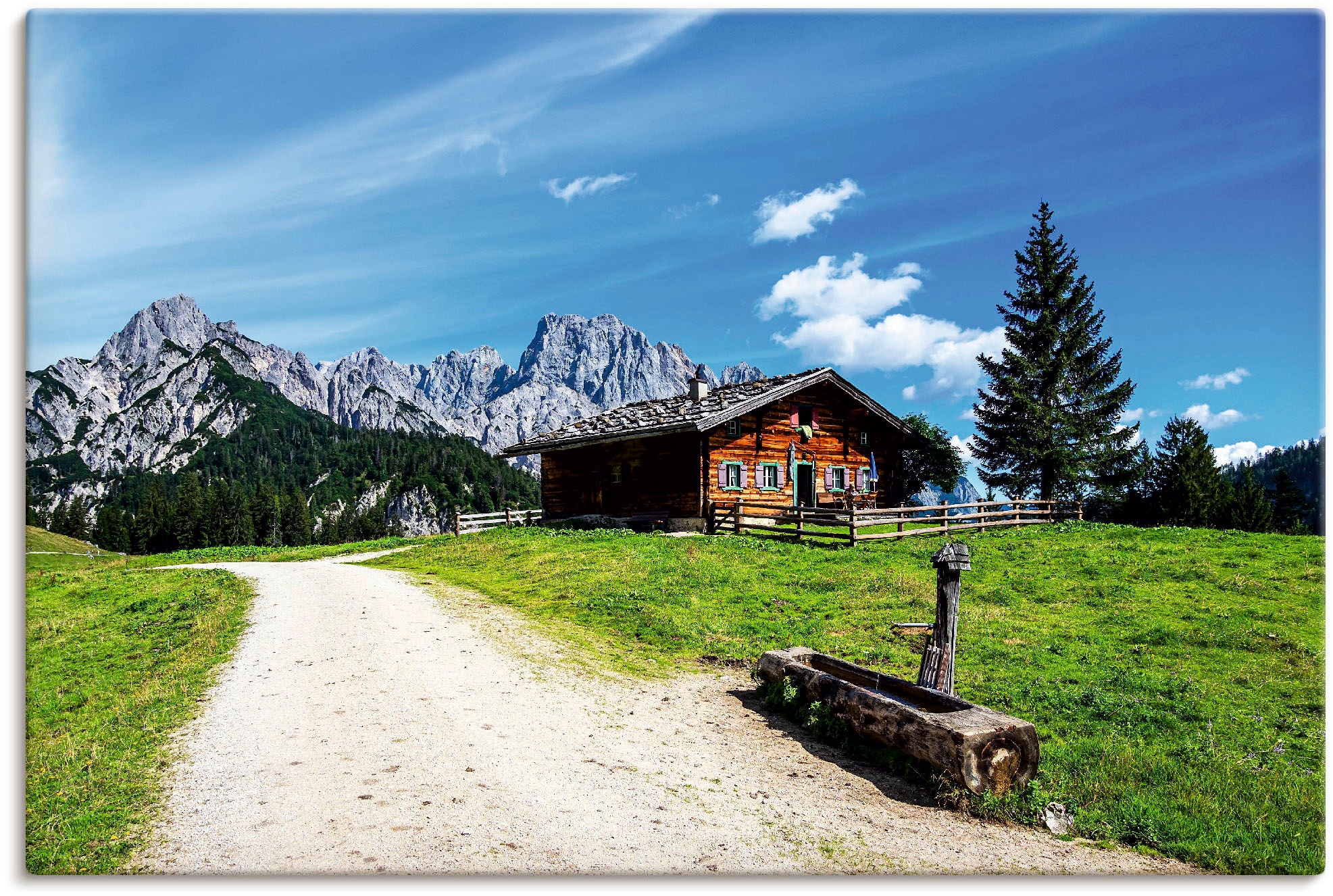Artland Leinwandbild »Blick auf die Litzlalm mit Hütte«, Berge & Alpenbilder, (1 St.), auf Keilrahmen gespannt