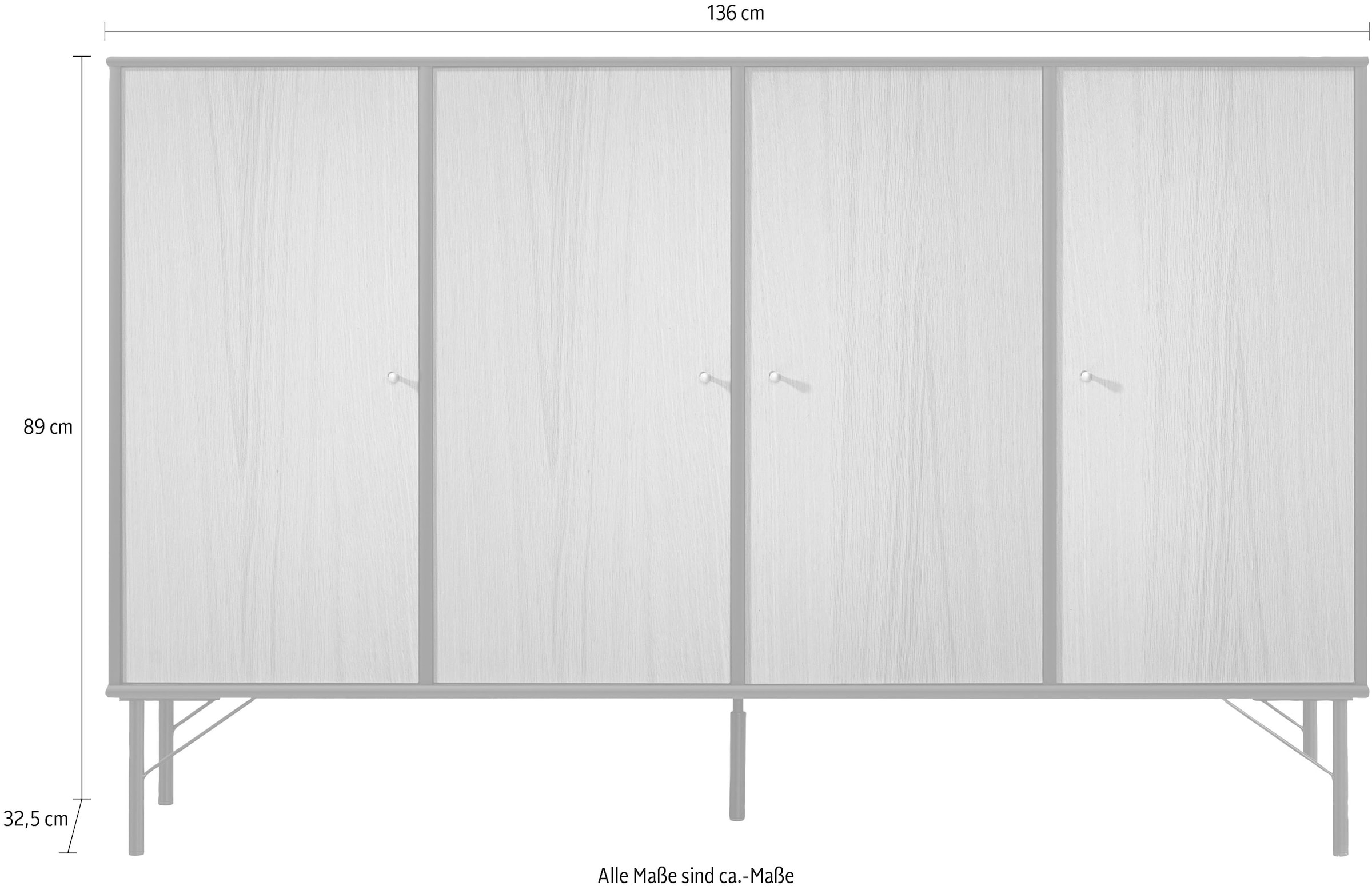 Hammel Furniture Sideboard Türen und Metall 136 »Mistral Füße, mit BAUR | Breite: Kubus«, cm vier