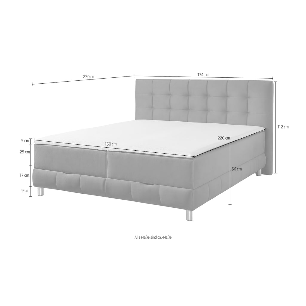 INOSIGN Boxbett Vaasa, mit Bettkasten & Topper, in 4 Breiten, Überlänge 220 cm