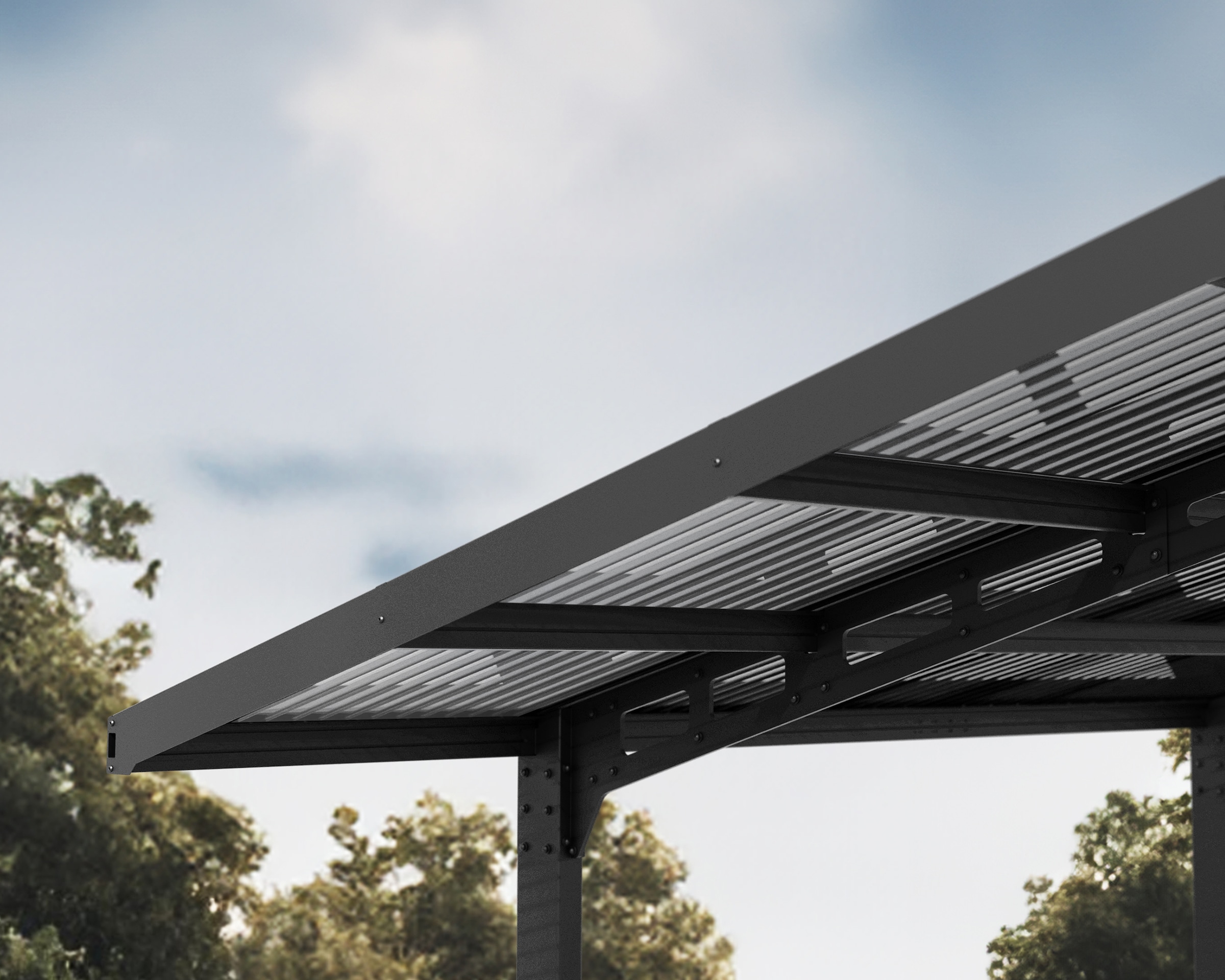 Palram - Canopia Einzelcarport »Sydney«, Aluminium, 280 cm, Schwarz, 100% UV-geschützt