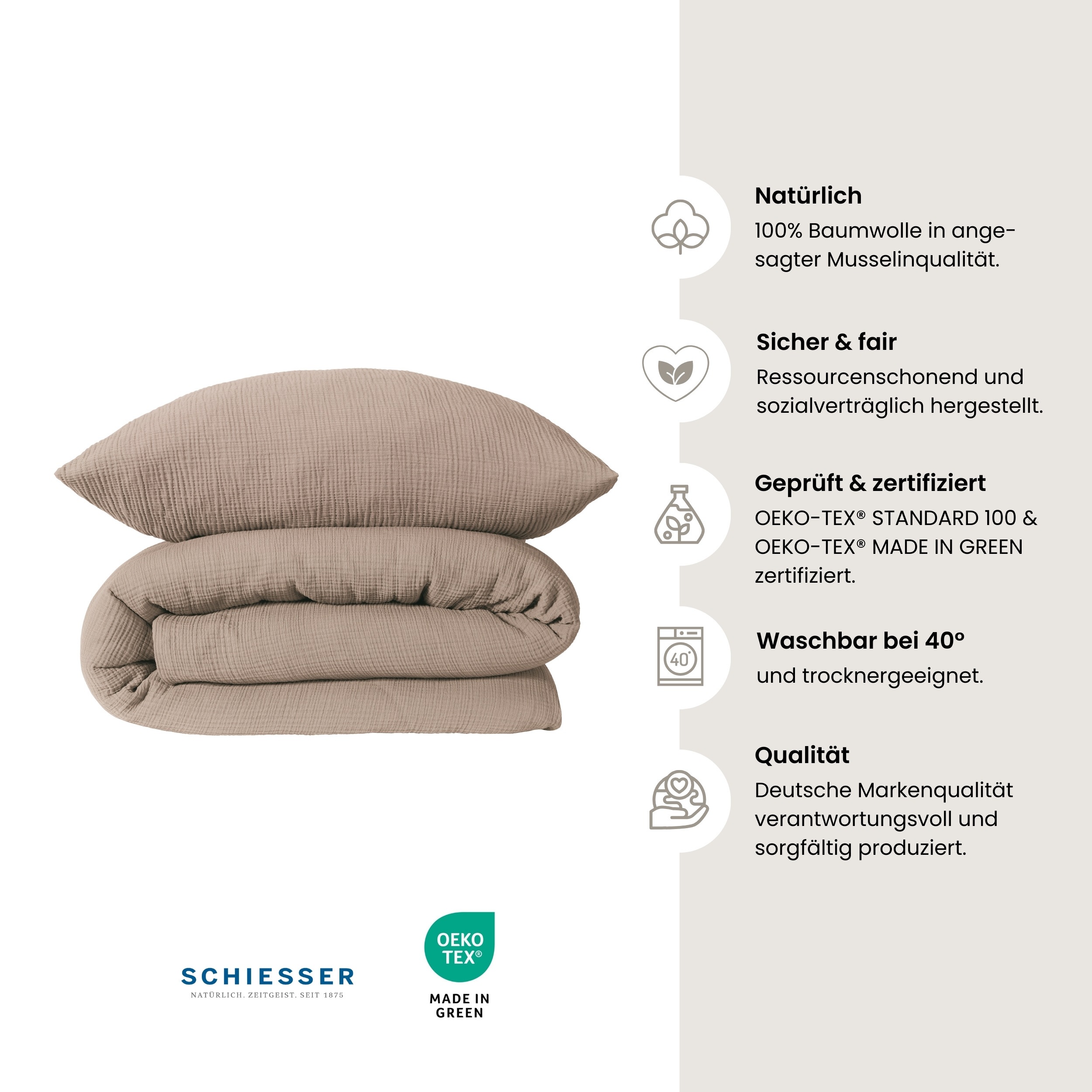 Thumbnail - Schiesser Bettwäsche "Molly aus supersofter Musselin-Qualität in gedeckten Farben", Made in Green