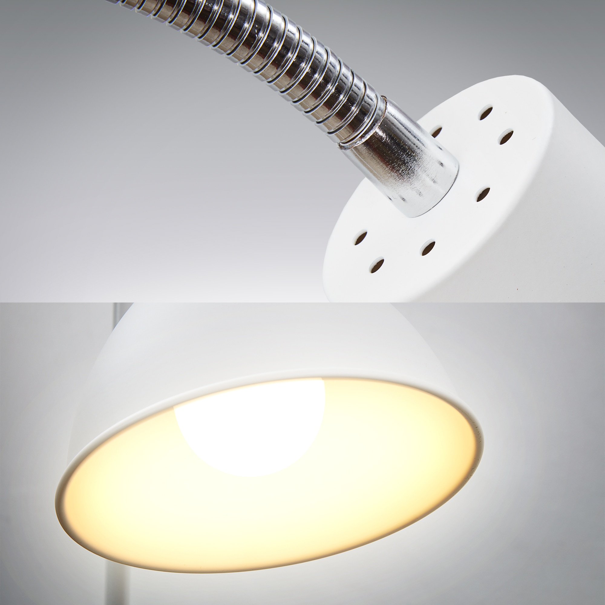 B.K.Licht LED Stehlampe, 1 flammig, Leuchtmittel E27 | ohne Leuchtmittel, Stehleuchte Industrial Design Stand-Leuchte schwenkbar Metall E27 weiß