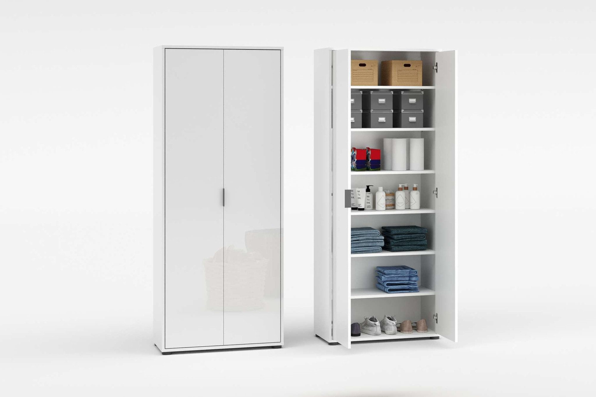 Home affaire Mehrzweckschrank "JOLLY, Stauraumschrank, Breite 72,5 cm, Höhe 178 cm" 1 Stk. tlg. 2-türiger Schrank mit 4 Einlegeböden, hochglanz lackiert