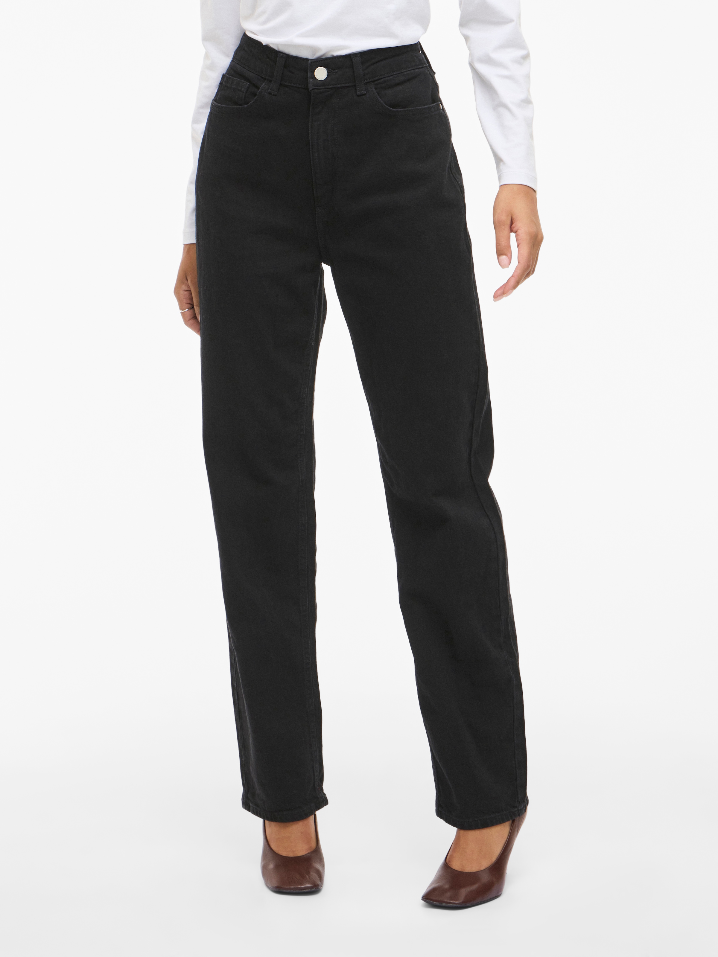 Vila High-waist-Jeans "VIKELLY JAF HW STRAIGHT JEANS-NOOS" Baumwollmischung