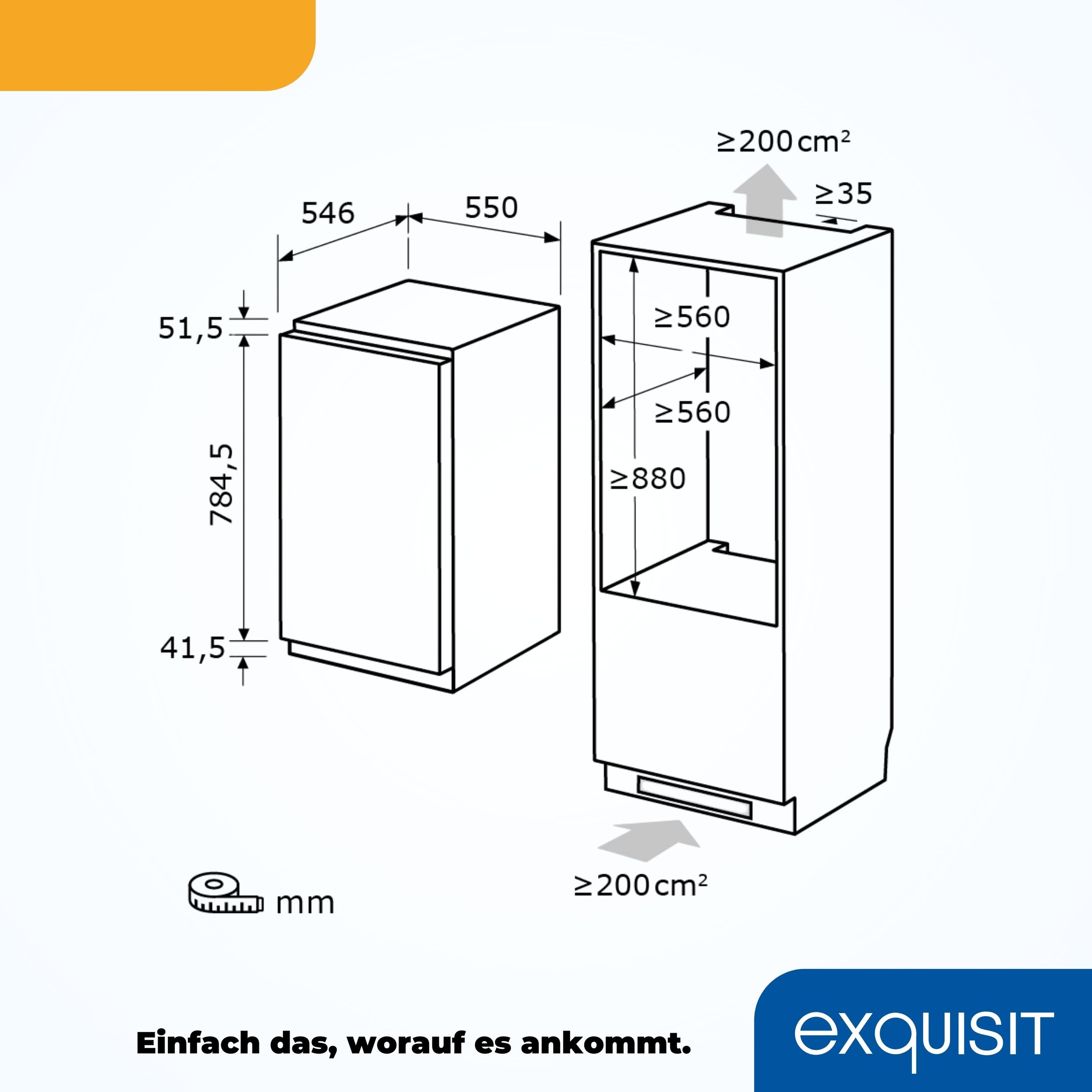 exquisit Einbaukühlschrank »EKS5131-V-FE-O90E« 87,8 cm hoch 55 cm breit