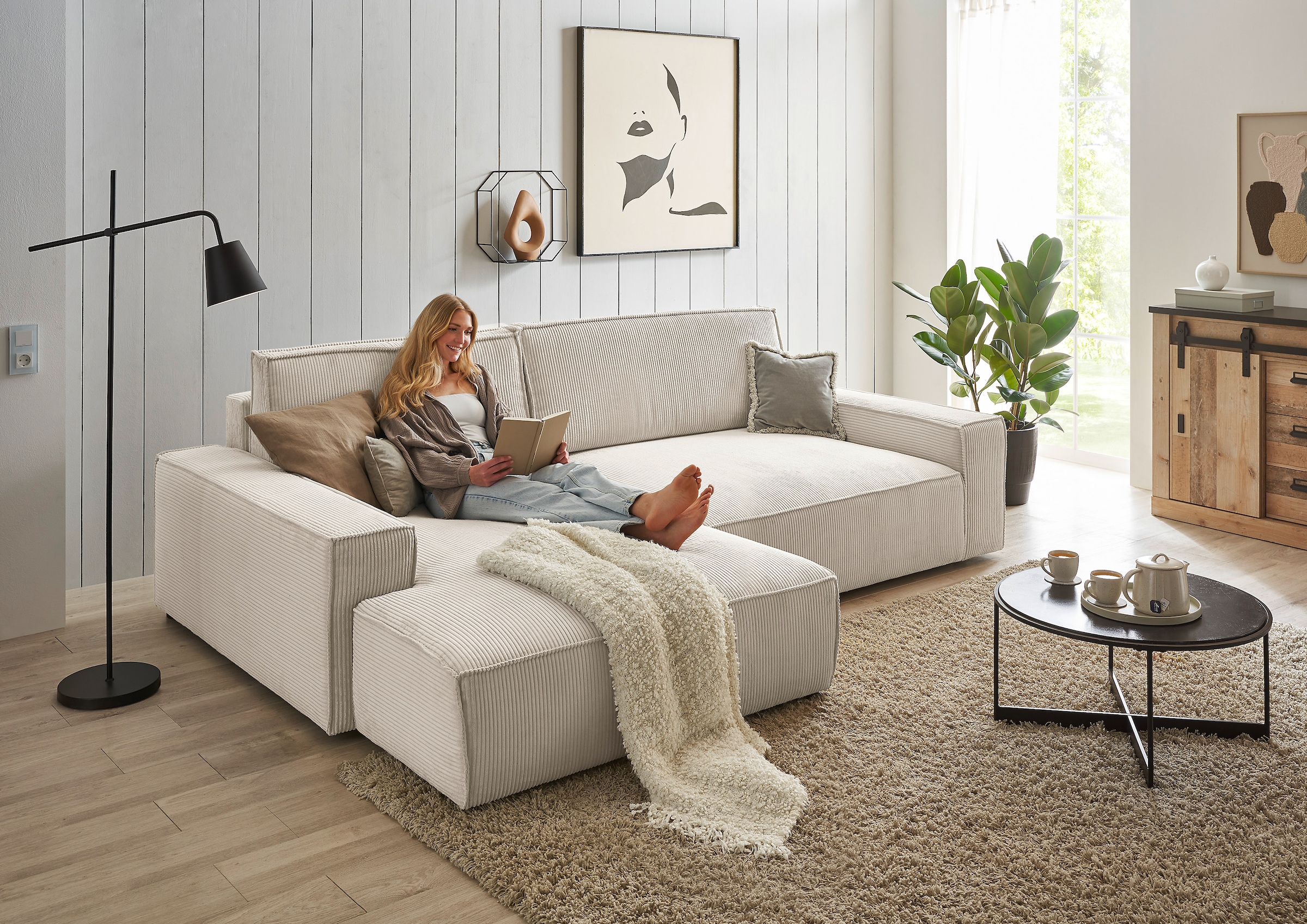 Home affaire Ecksofa "NEU: SHERWOOD XXL 284, Big-Sofa L-Form, tiefe Sitzflä günstig online kaufen