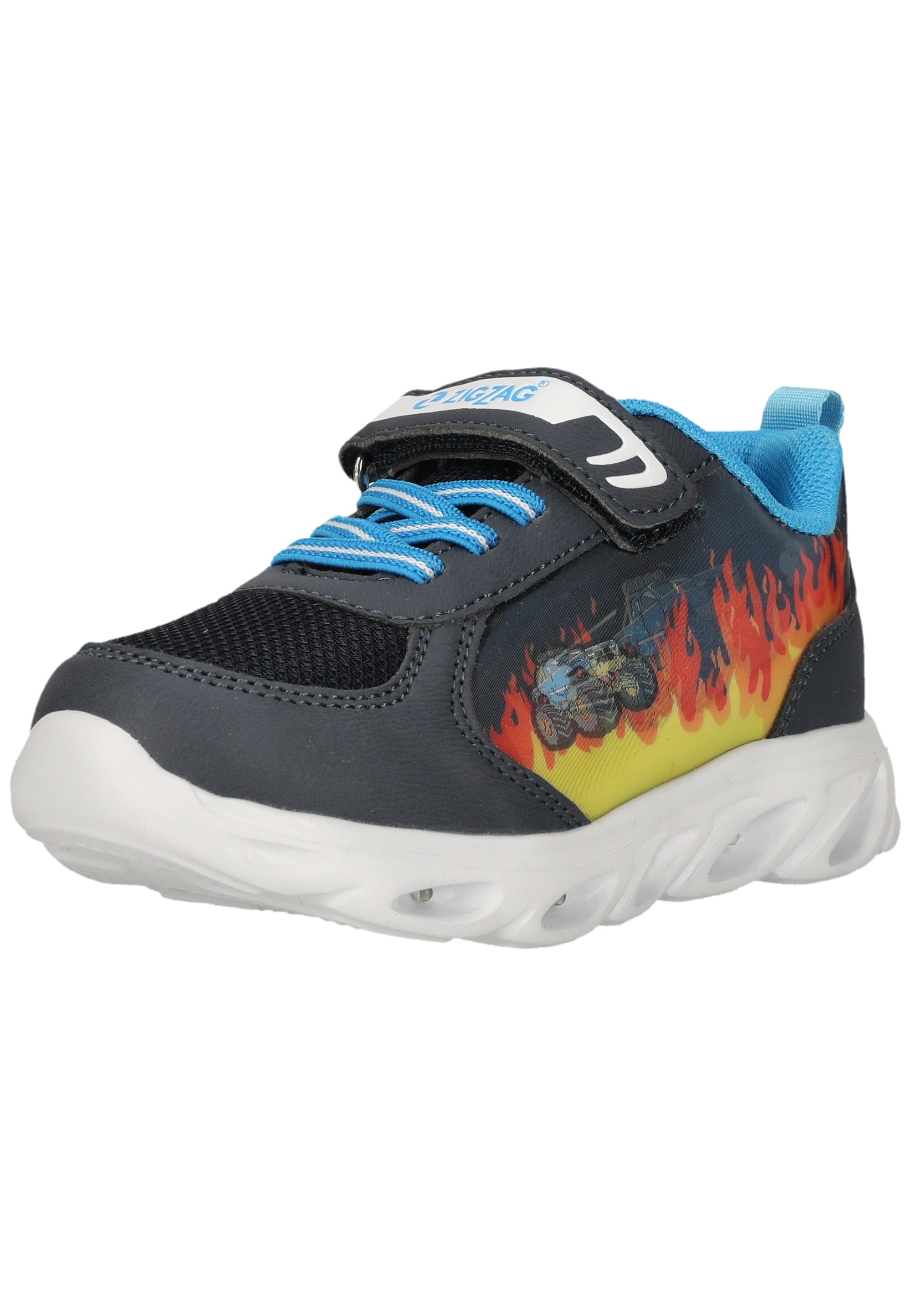Klettschuh ZIGZAG "Siero", Mädchen, Gr. 32, dunkelblau, blau, Polyurethane, Schuhe Klettschuh, mit eingebauten Lichtern