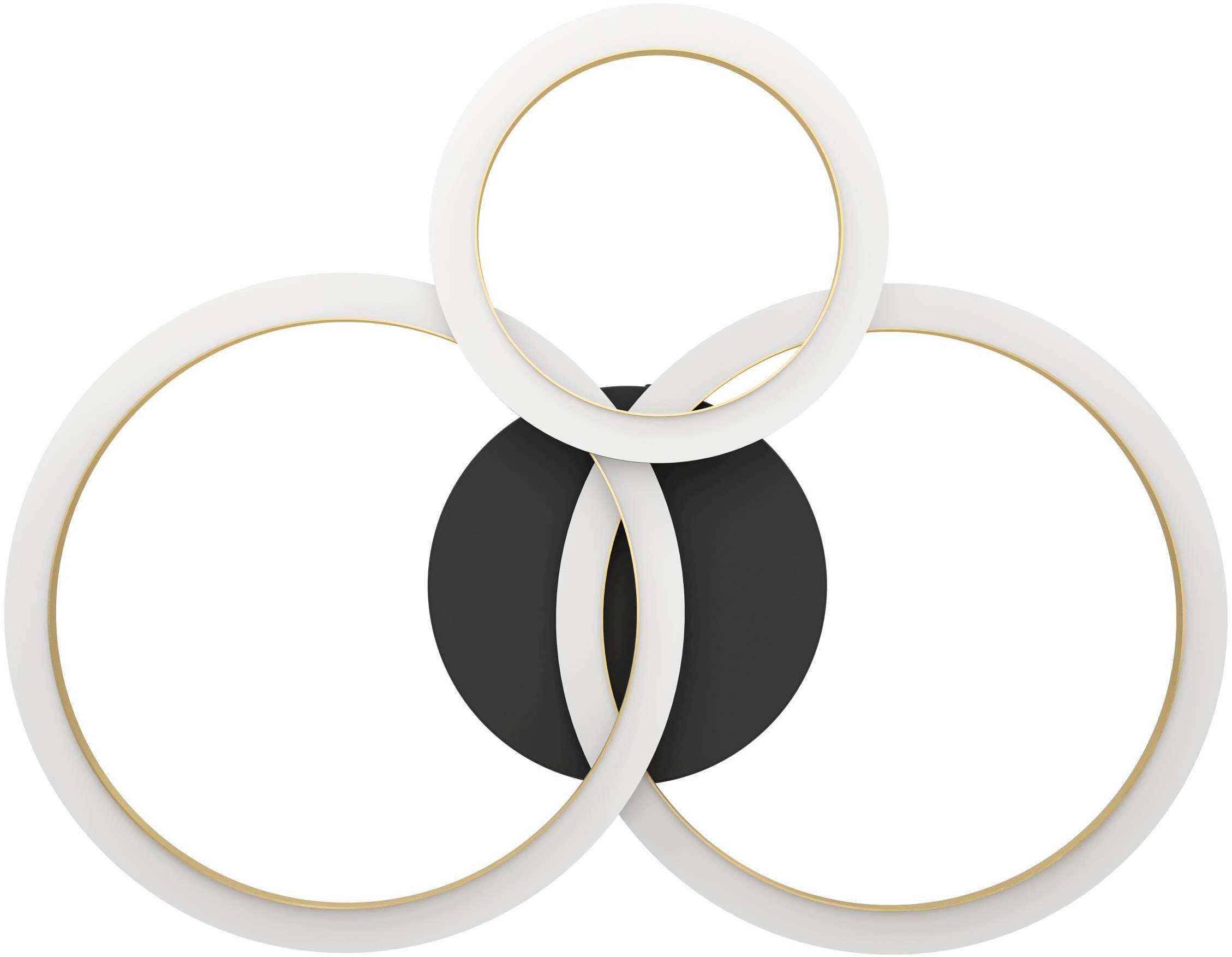 EGLO Deckenleuchte »Calliera Deckenlampe, Metall und Kunststoff, Bürolampe Decke, Lampe« LED-Modul 1 Stk. Neutralweiß Wand-/Deckenleuchte - L49 x B44,5 x H11 cm - schwarz, messing