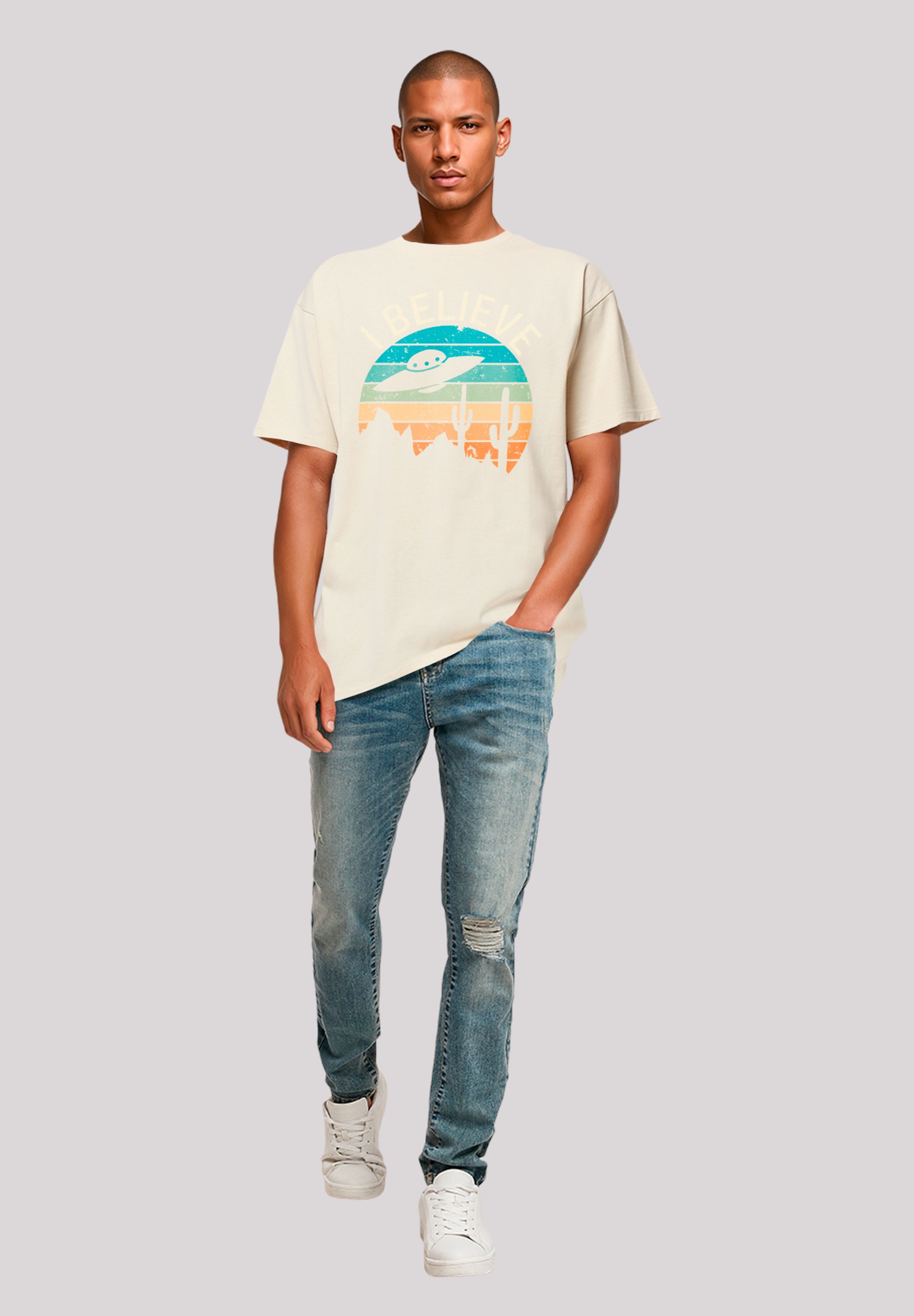 F4NT4STIC T-Shirt »I Believe UFO Alien Sonnenuntergang«, Premium Qualität