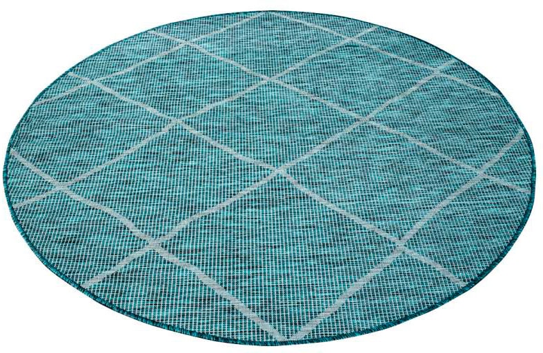 Carpet City Outdoorteppich »PALM3075«, rund, 5 mm Höhe, Wetterfest & UV-beständig, für Balkon, Terrasse, Küche, flach gewebt