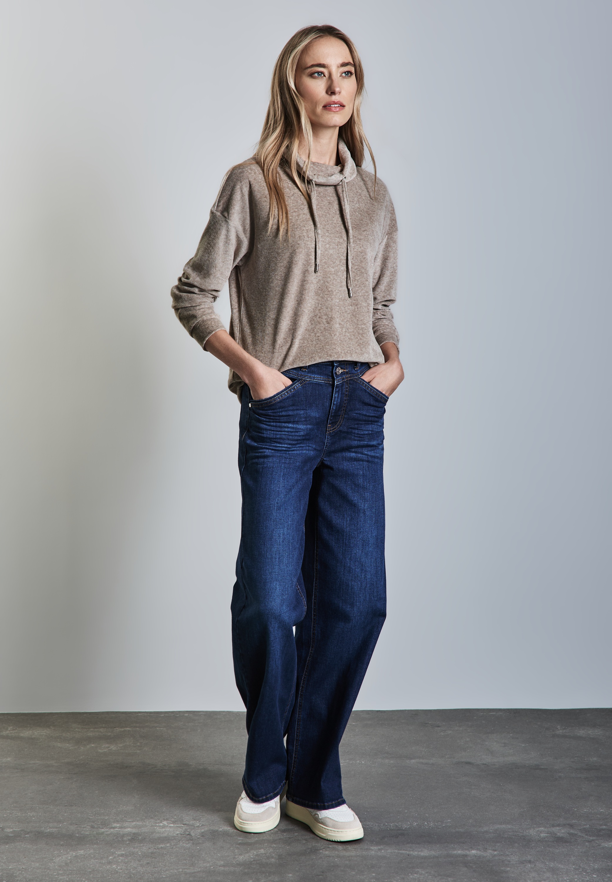 STREET ONE Langarmshirt, mit Elastiksaum