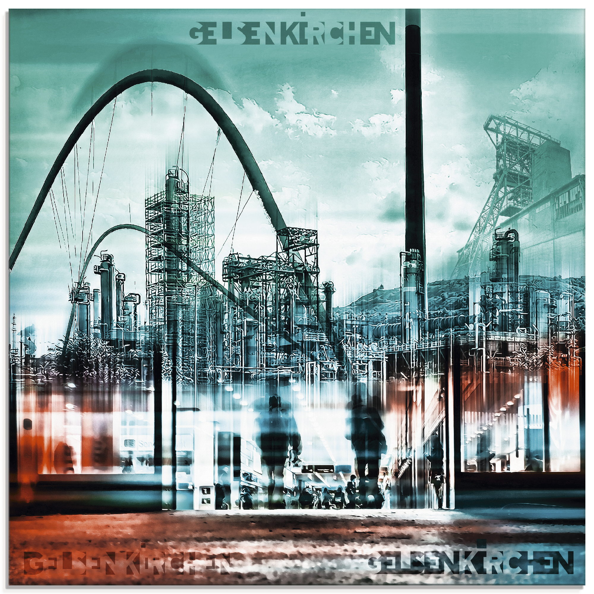 Artland Glasbild "Gelsenkirchen Skyline Collage 02" Deutschland 1 Stk. tlg. in verschiedenen Größen