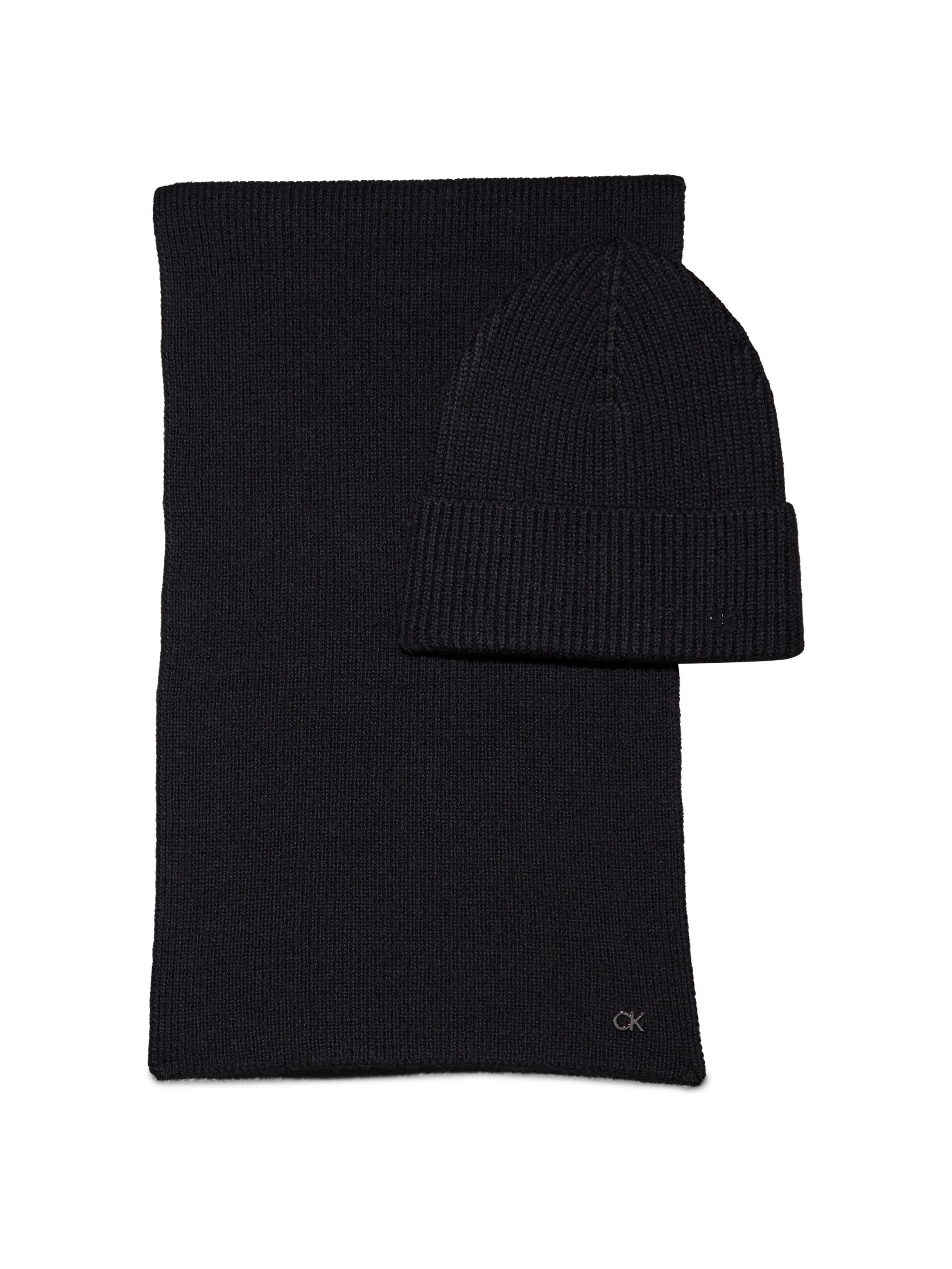 Calvin Klein Strickmütze »CK METAL CHUNKY BEANIE & SCARF«, (Set), mit Logozeichen