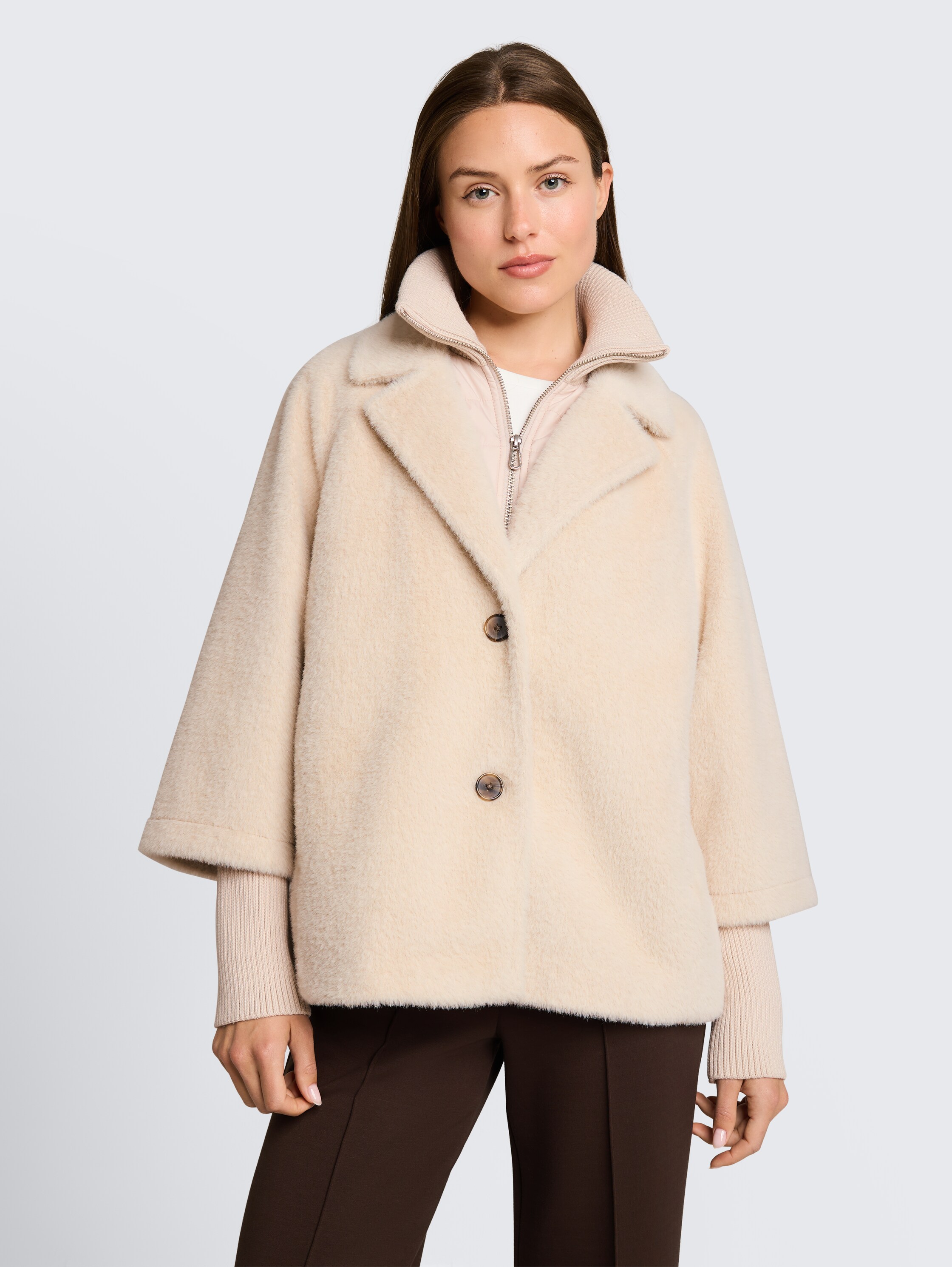 Tom Tailor Fellimitatjacke "Regular" Ohne Kapuze Mit Reverskragen Und Stehkragen-Inlay Und Knopfleiste