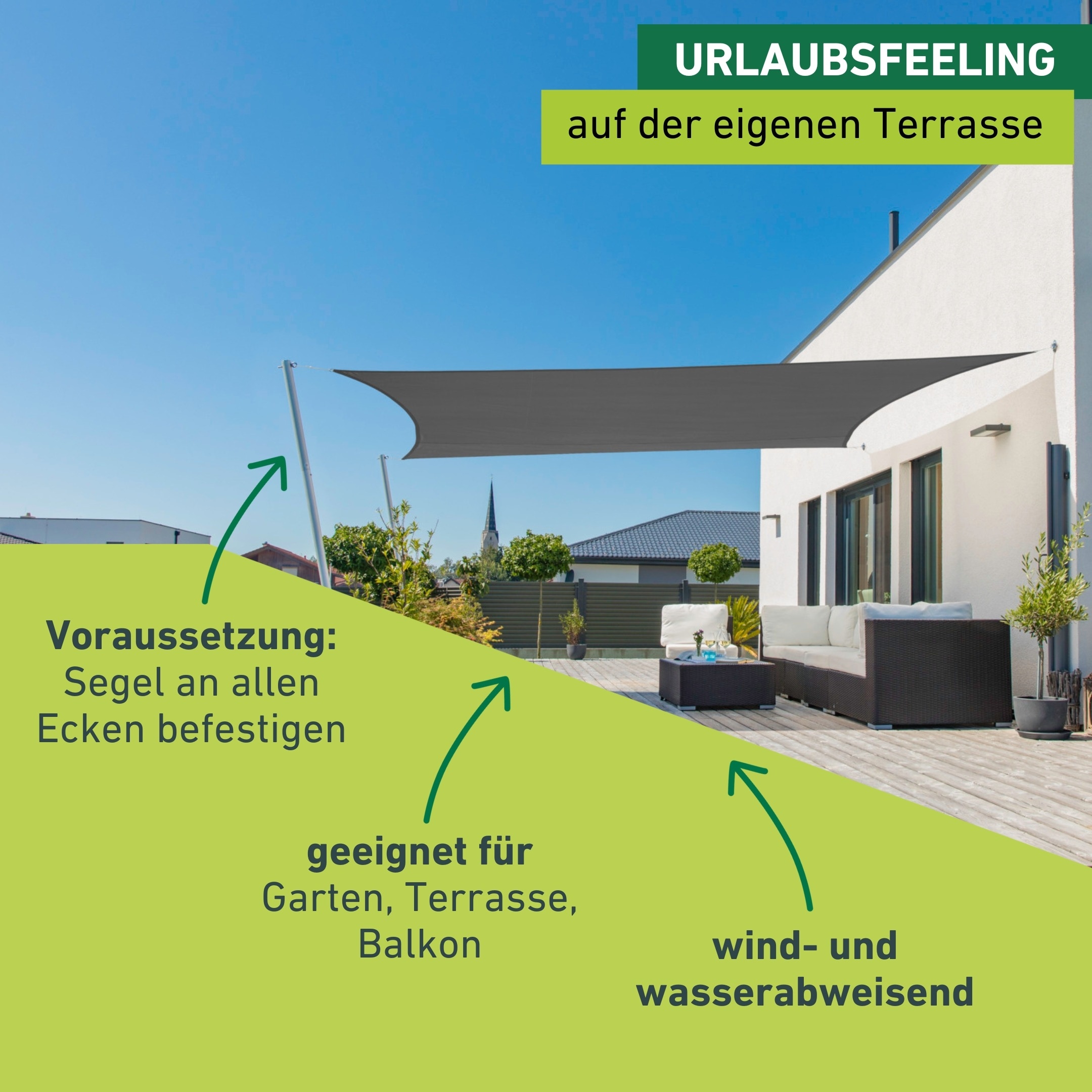 Windhager Sonnensegel »Cannes, Rechteckiges Segel zur Beschattung von Terrasse, Balkon« Sonnenschutz für Garten, 2 x 3 m, erhältlich in anthrazit oder grau