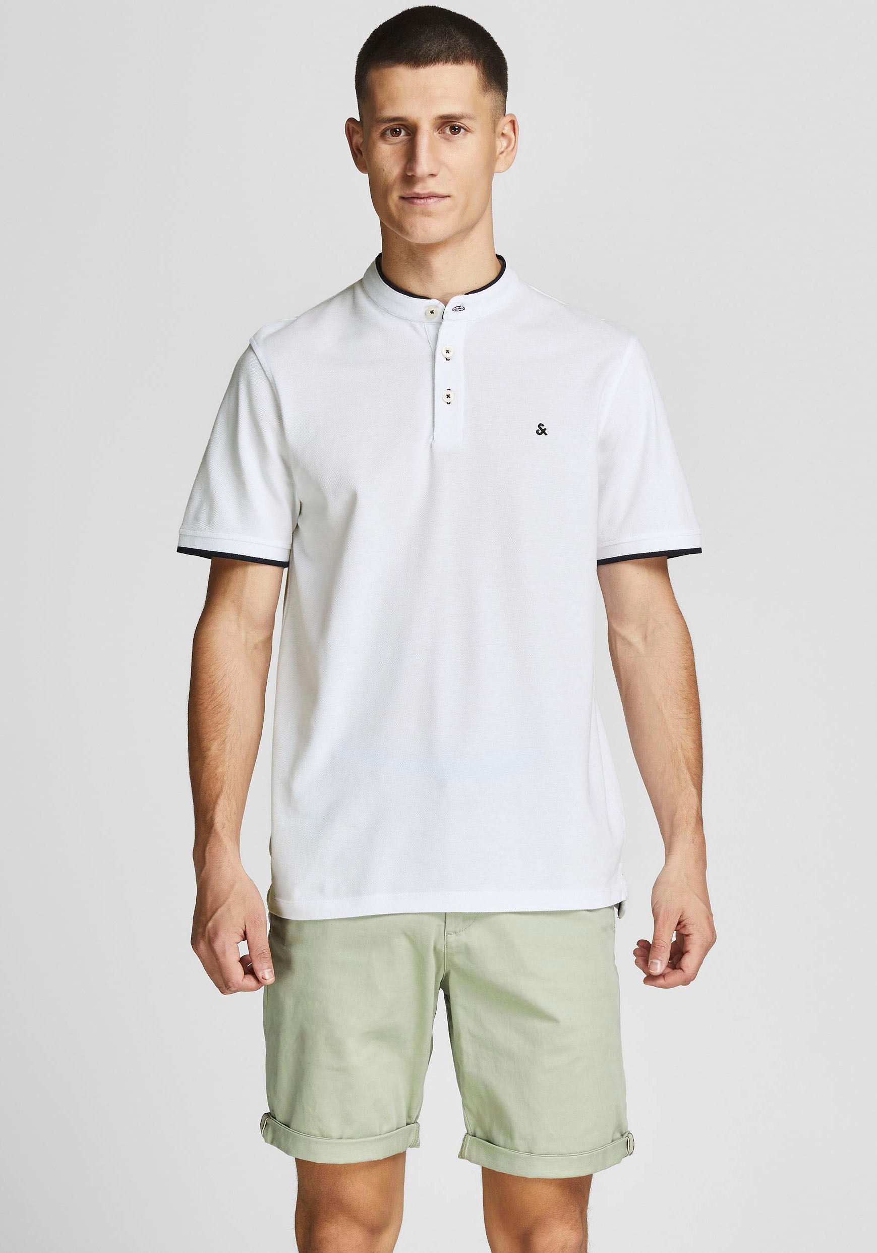 Jack & Jones Kurzarmshirt "PAULOS MAO POLO" mit kontrastfarbiger Kante am s günstig online kaufen