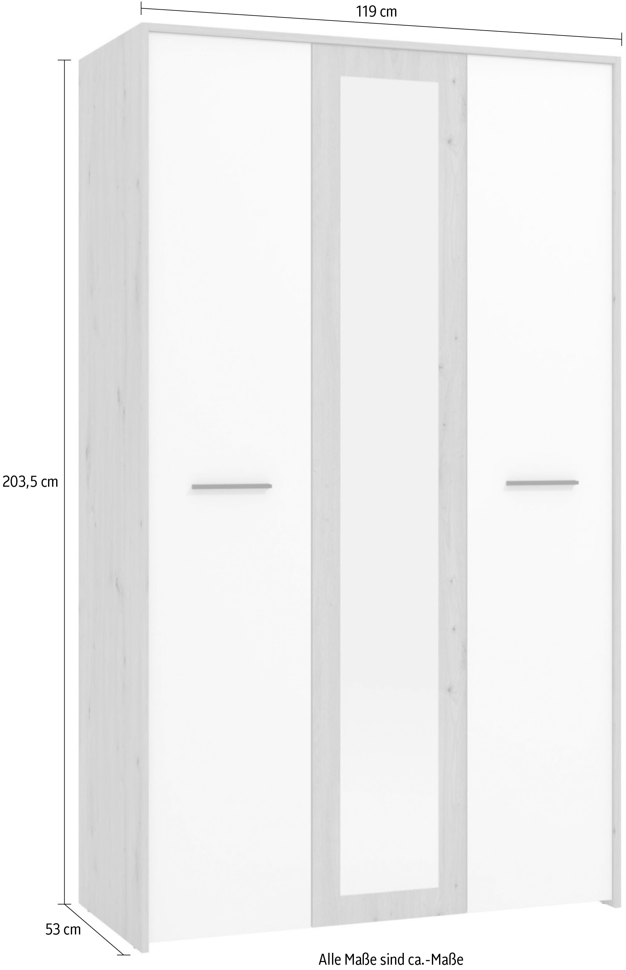 INOSIGN Kleiderschrank »Varadero, 2 moderne Farbkombinationen mit schwarzen Griffen«, mit 1 Spiegeltür, in den Breiten 119 und 157cm, FSC-zertifiziert