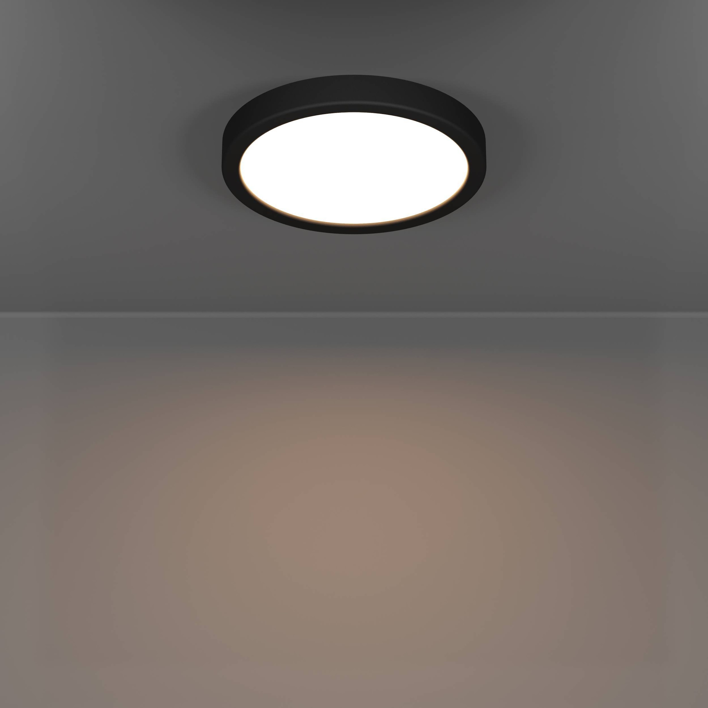 EGLO Aufbauleuchte »Fueva 6-Z Deckenlampe, ZigBee, App und Sprachsteuerung, Badlampe, IP44« LED-Modul 1 Stk. Kaltweiß | RGB Aufbauleuchte - H2,5 x Ø21,1 cm - schwarz - 11,2W inkl.