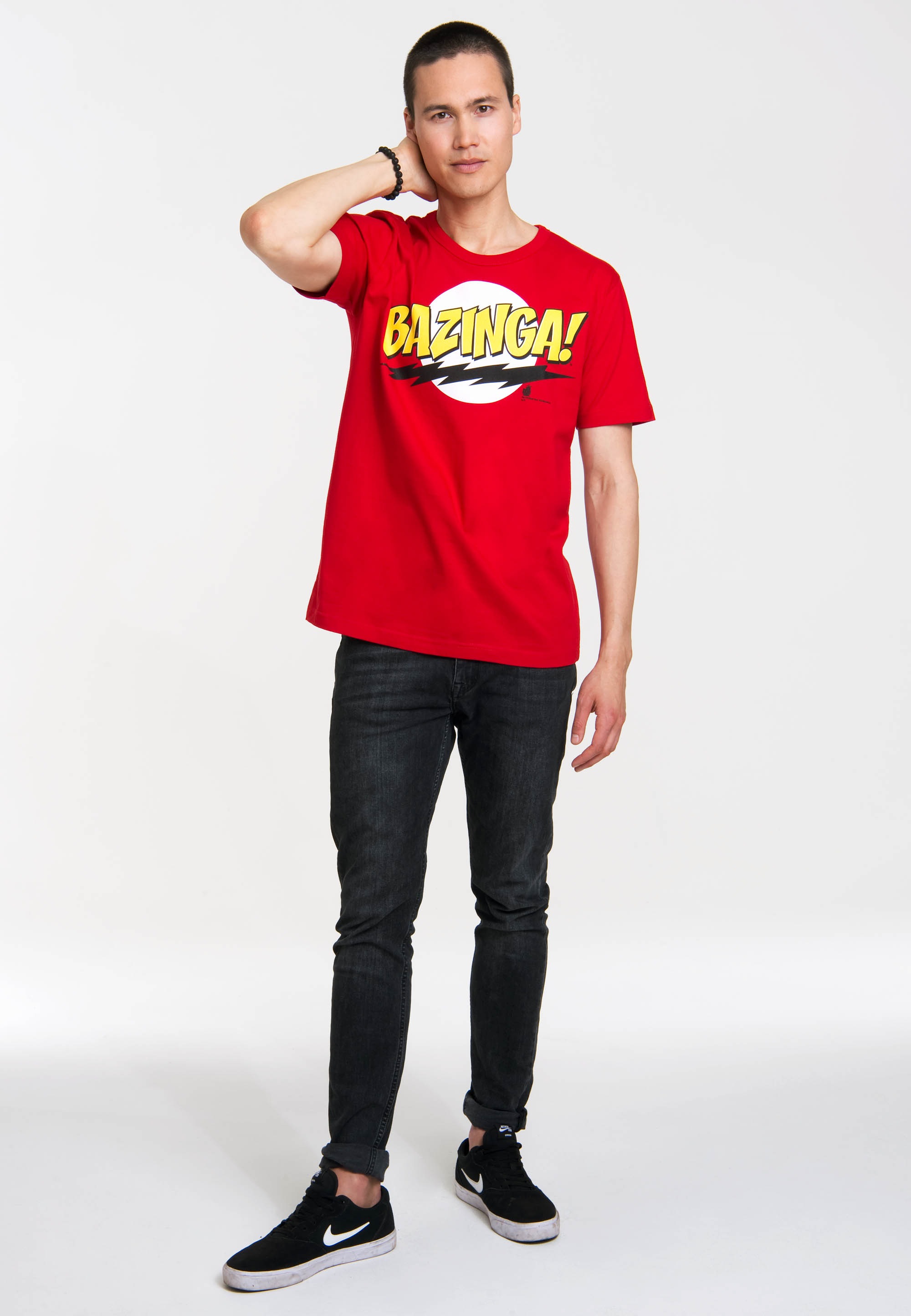 LOGOSHIRT T-Shirt »Bazinga - The Big Bang Theory«, mit coolem Frontdruck