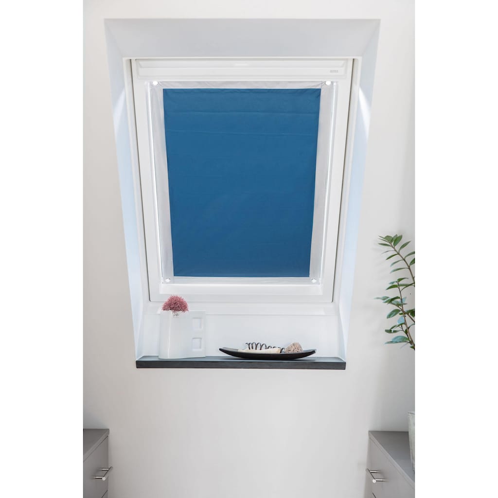 LICHTBLICK ORIGINAL Dachfensterrollo »Haftfix Hitzeschutz Verdunkelung«, abdunkelnd, Perlreflex-beschichtet-energiesparend, ohne Bohren, verspannt