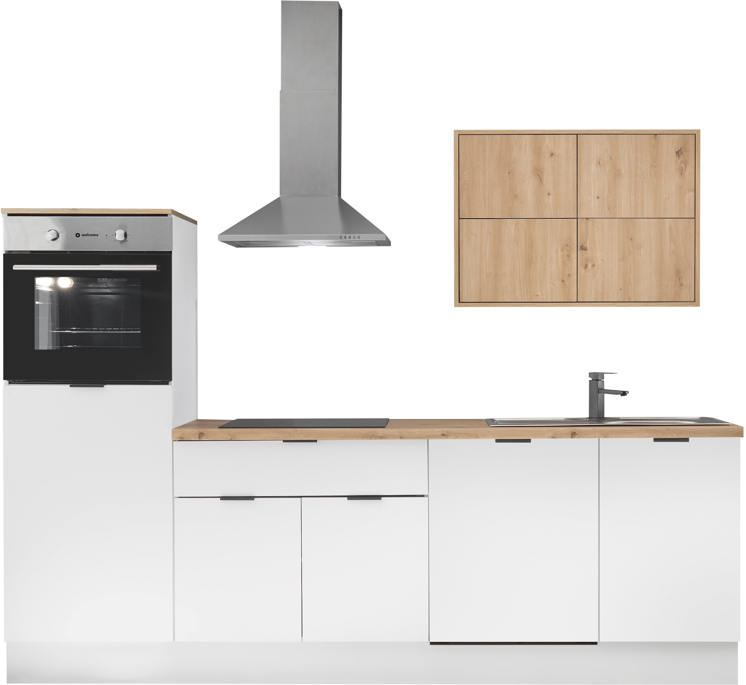 KOCHSTATION Küchenzeile "KS-Georgia, mit 38mm starker Arbeitsplatte" Breite 260 cm, wahlweise mit E-Geräten und Kühlschrank