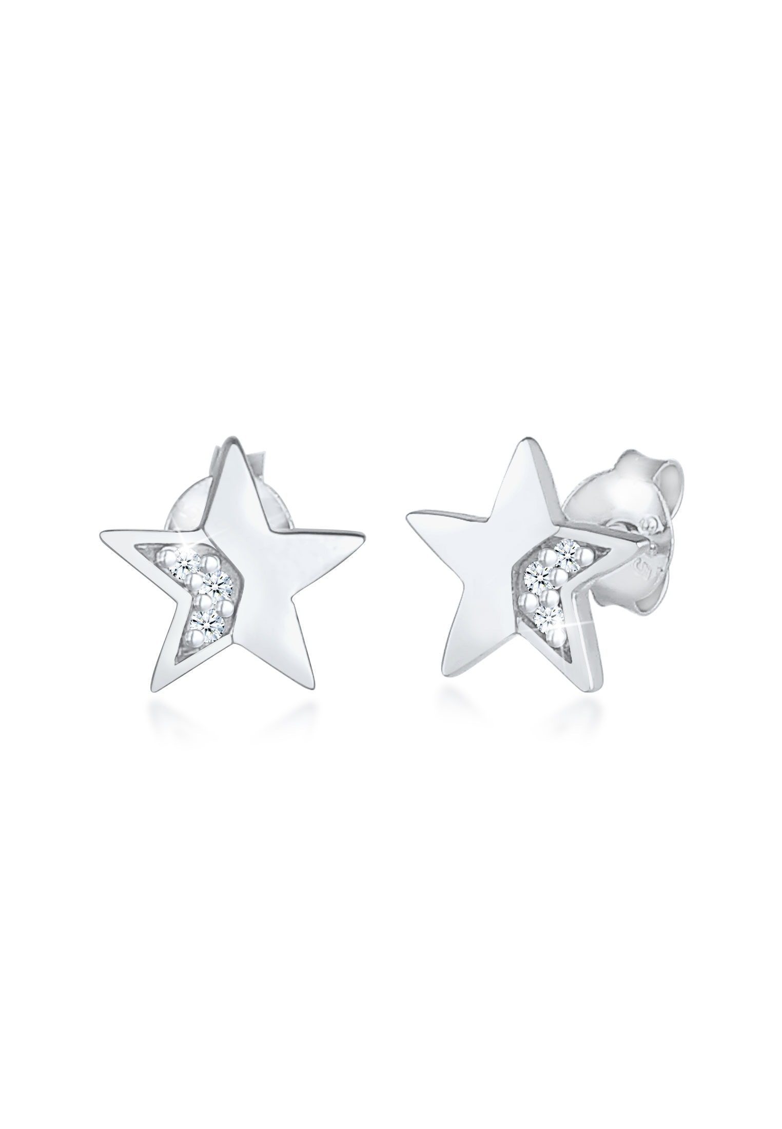 Paar Ohrstecker »Stern Star Diamanten (0.03 ct) Stecker 925 Silber«