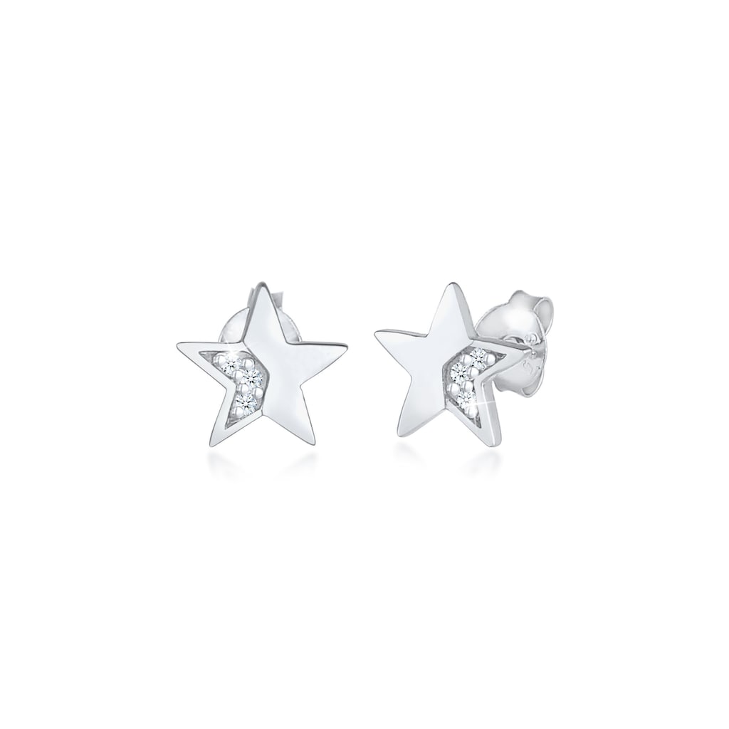 Elli DIAMONDS Paar Ohrstecker »Stern Star Diamanten (0.03 ct) Stecker 925 Silber«