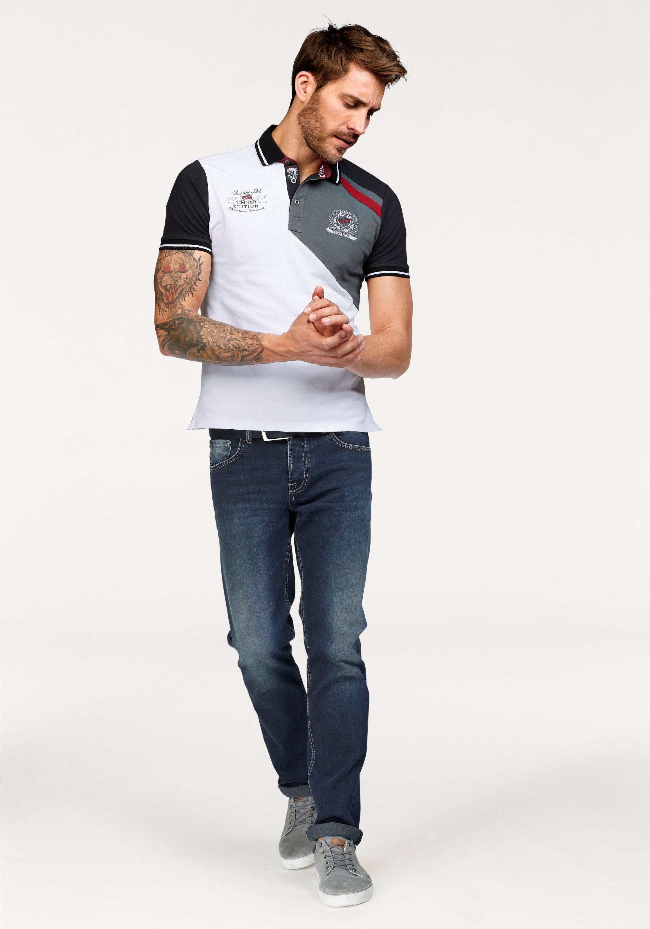 Bruno Banani Poloshirt, Kurzarm, körpernahe Passform, unifarben, mit Polokragen