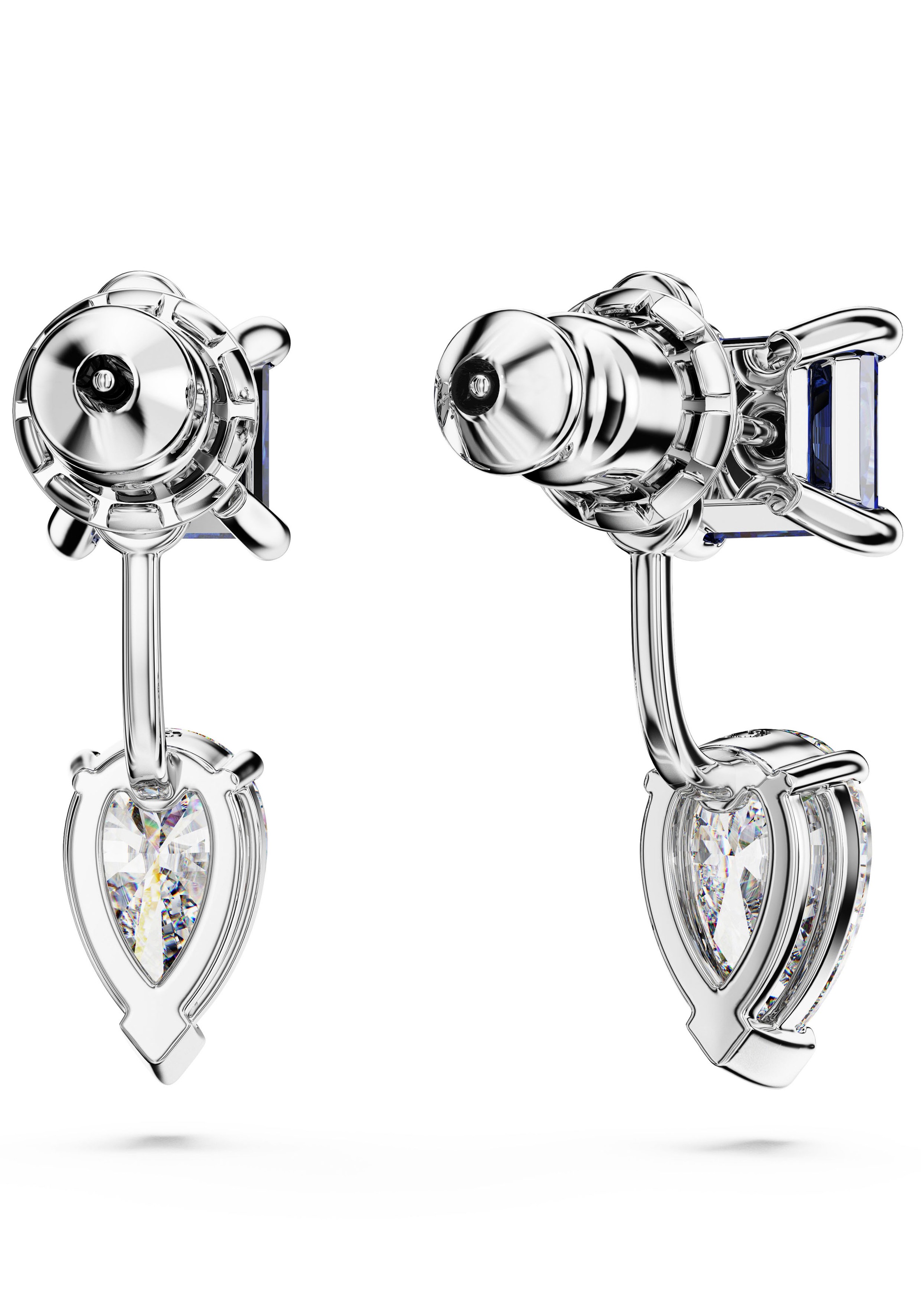 Paar Ohrstecker SWAROVSKI "MESMERA", bunt (metallfarben, kristallweiß, blau, kristallweiß, blau), Ohrringe, Damen, Metall, mit Swarovsi Zirkonia (synth.) - Einhänger abnehmbar 4