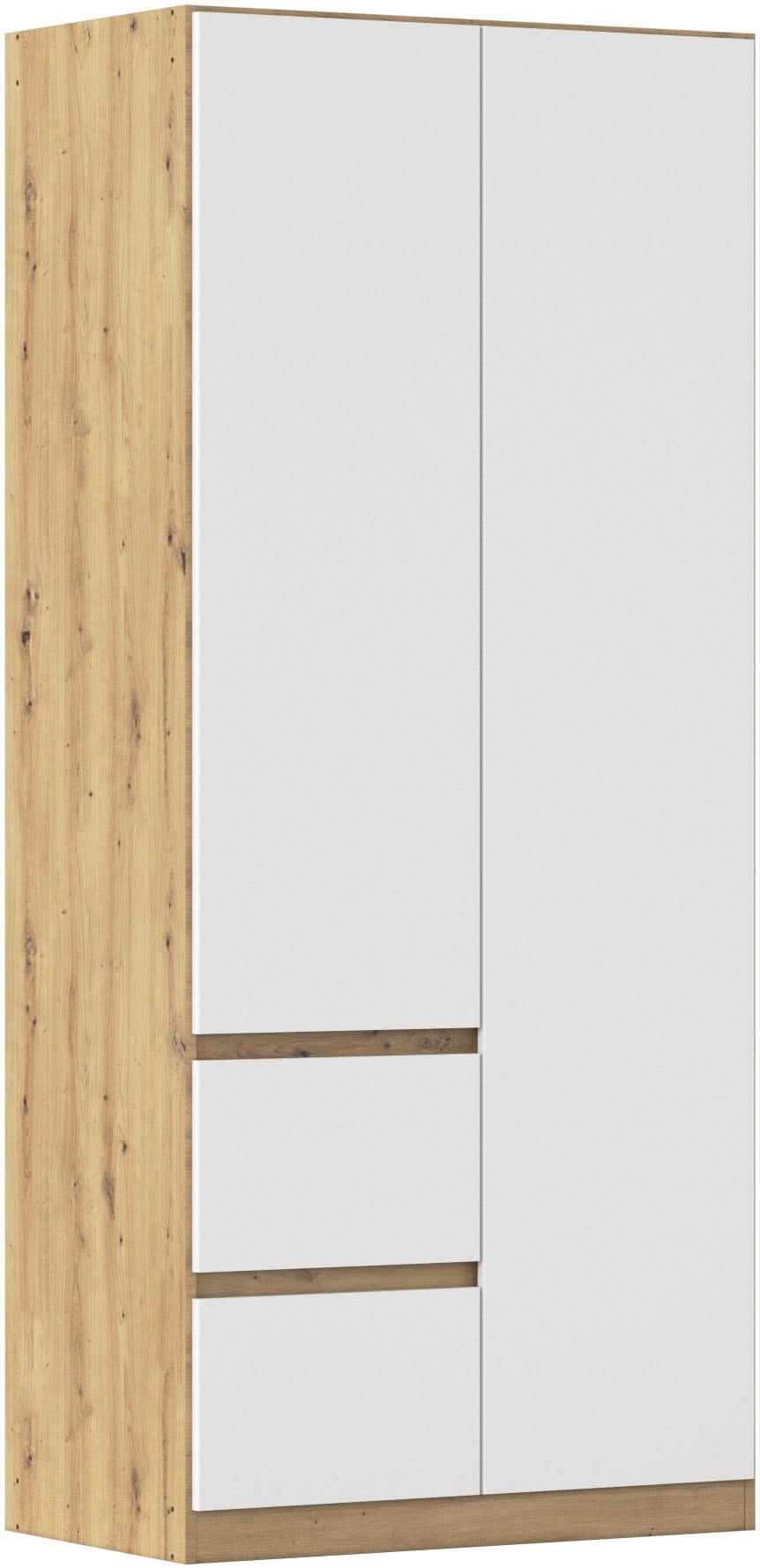 rauch Drehtürenschrank "Mehrzweckschrank Aktenschrank Mietswohnung Garderobe MAINZ 91cm breit" 3 verschiedene Ausstattungen BASIC/CLASSIC/PREMIUM (inkl. SOFT-CLOSE), grifflose Front, Türen mit Push-to-Open Funktion MADE IN GERMANY