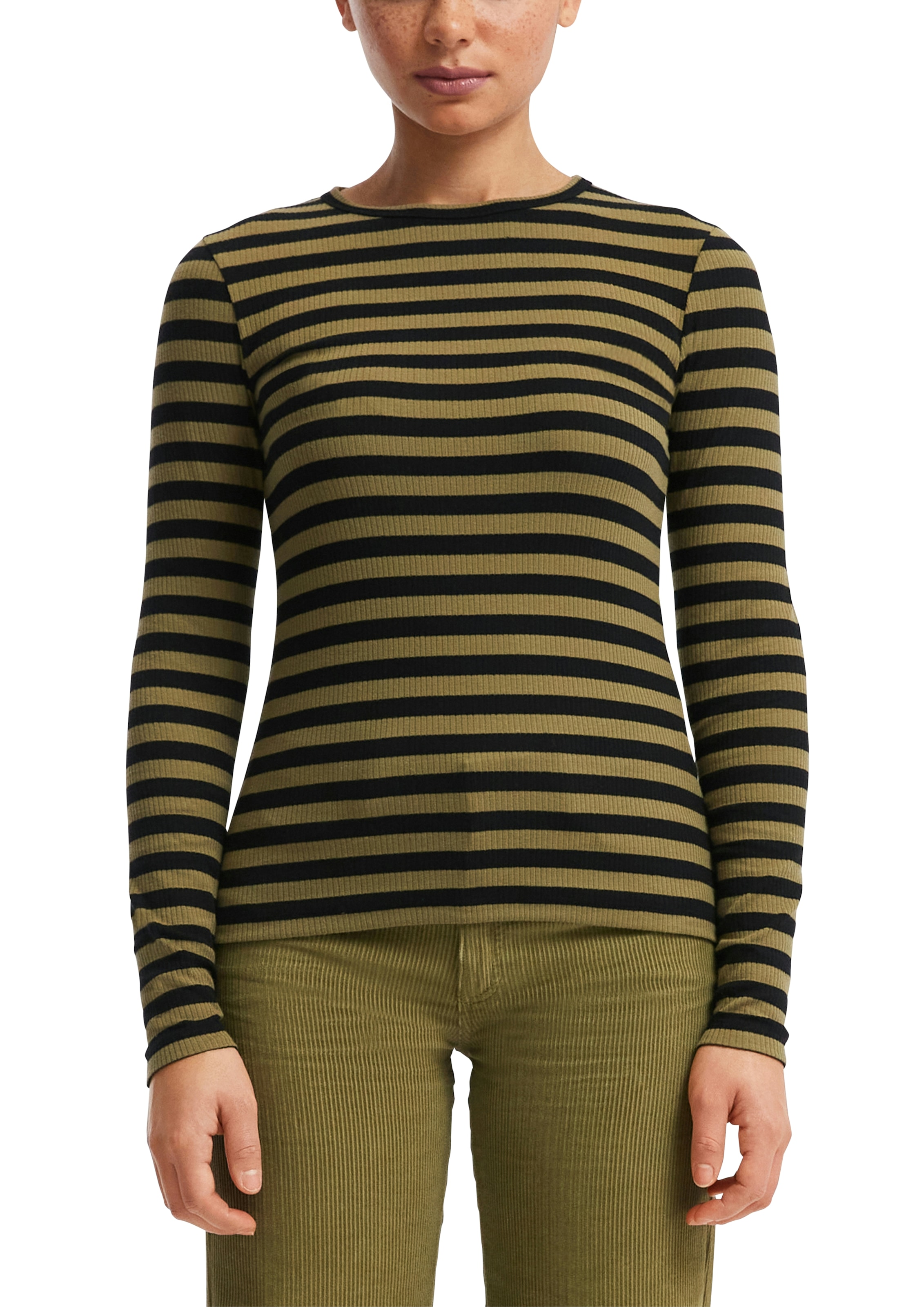 QS Langarmshirt Sommershirt, geringelt, Ripp-Ware günstig online kaufen