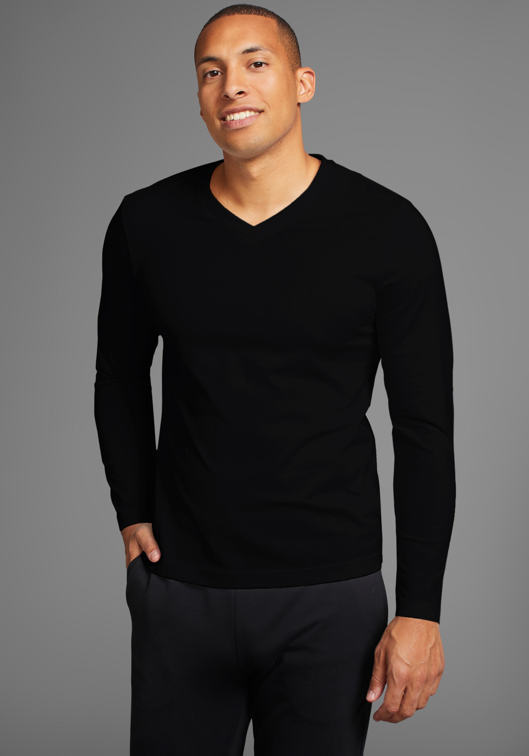 Man's World Langarmshirt »CIRCULAR COLLECTION«, (Packung, 2 tlg., 2-er Pack), auch zum Unterziehen