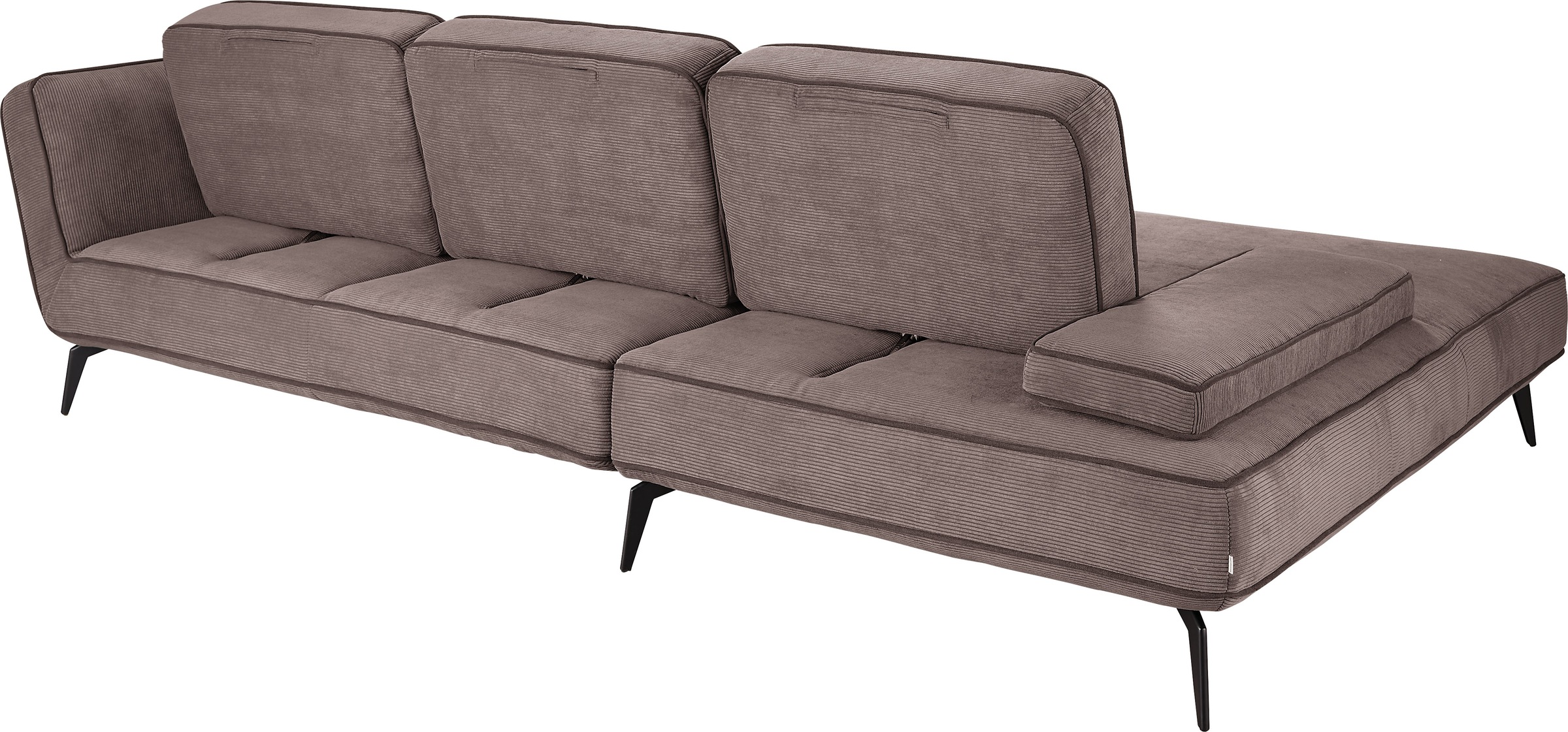 set one by Musterring Ecksofa »SO 4500, Füße schwarz matt, inkl Schwenkrückenfunktion, Cord, L-Form«, wahlweise mit Kopfstütze/Armteilverstellung/Rückenneigung