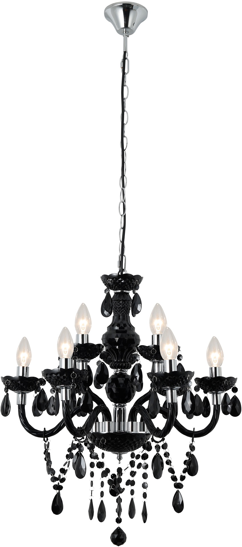 SalesFever Kronleuchter Matteo, E14, 9 Flammen aus schwarzem Acryl-Glas