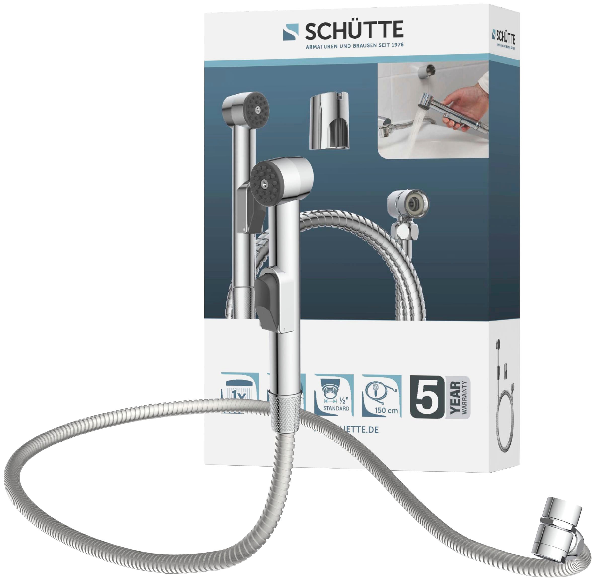Schütte Waschbeckendusche Set, 3 Stk. tlg. Waschbeckenhandbrause mit Wandhalterung+Schlauch (150cm) und Adapter