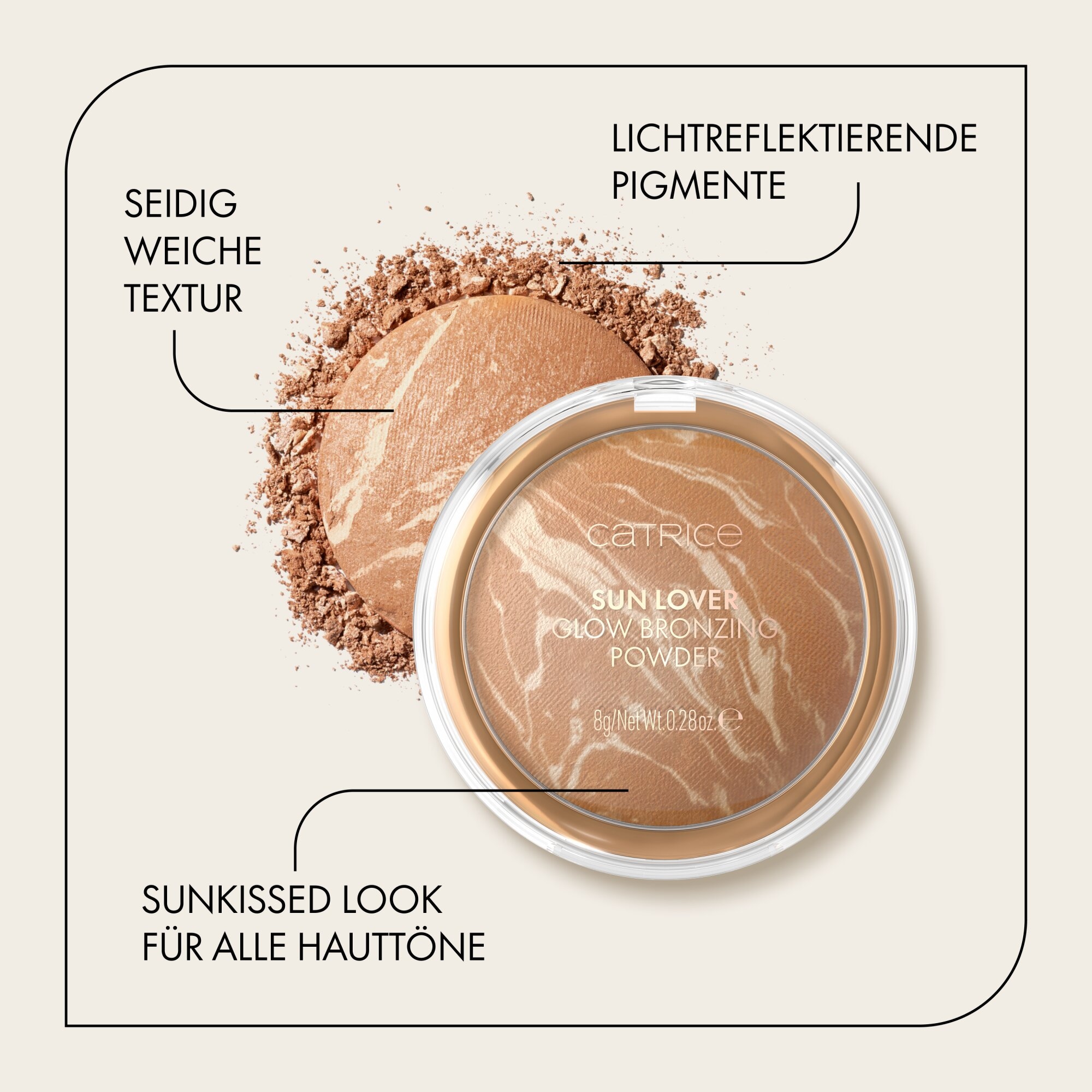 Catrice Bronzer-Puder »SUN LOVER GLOW BRONZING POWDER« mit lichtreflektierenden Pigmenten für einen sunkissed Look
