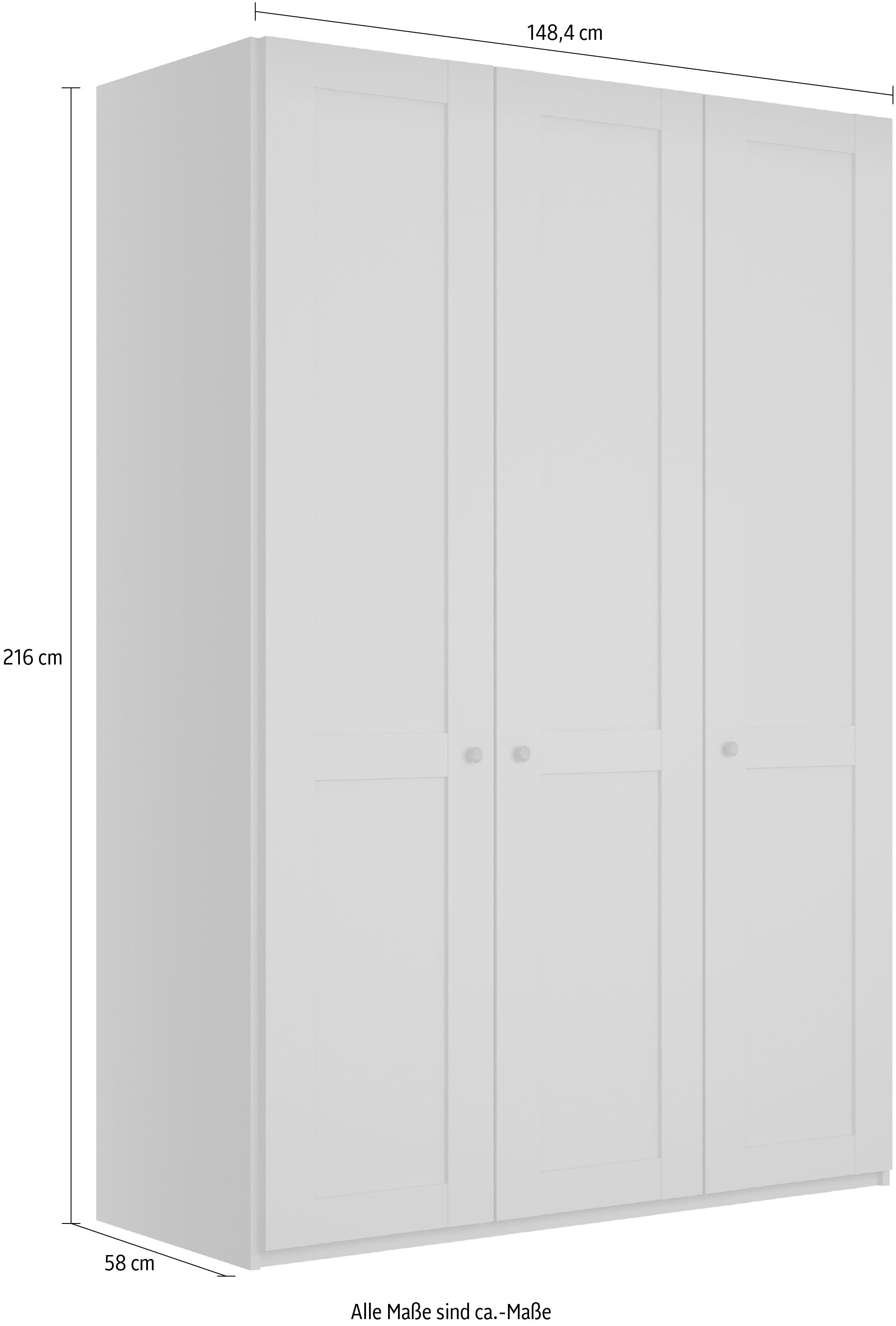 WIEMANN Drehtürenschrank »Göteborg, Kleiderschrank, Schrank, Wäscheschrank«, (4 Breiten, 2 Höhen 216/236 cm auswählbar, MADE IN GERMANY), inkl. Türendämpfung, langlebige Qualität, viel Stauraum