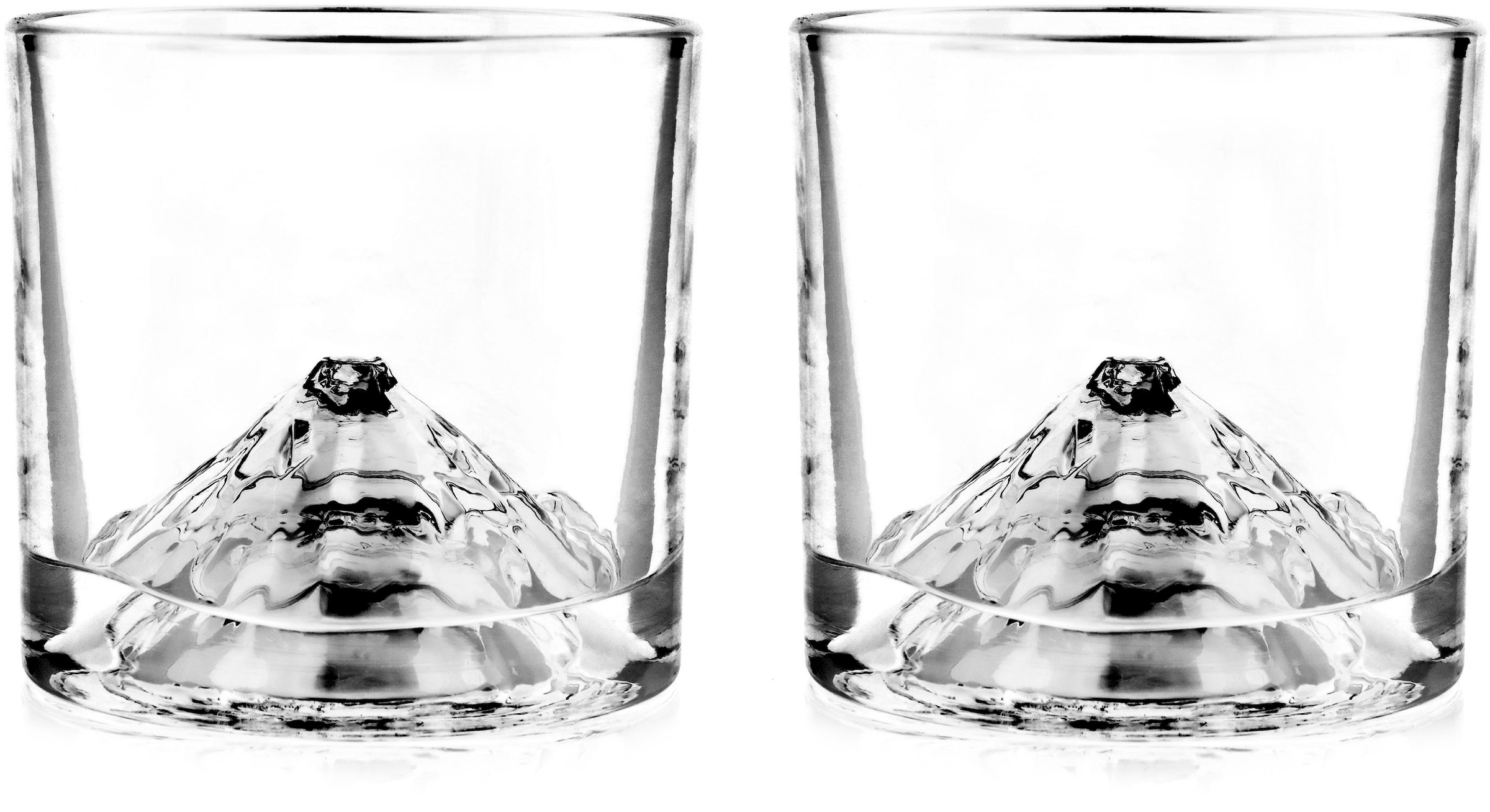 Whiskyglas »Fuji«, (Set, 2 tlg.), dicker Glasboden als Bergmotiv, 260 ml, 2-teilig