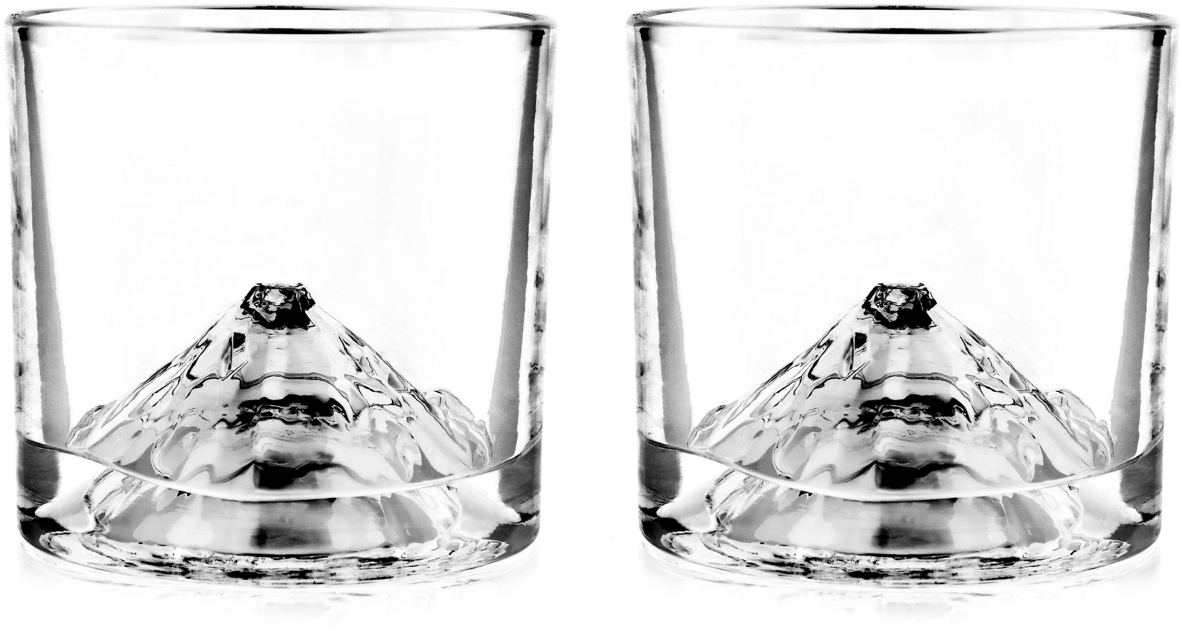 LIITON Whiskyglas "Fuji", (Set, 2 tlg.), dicker Glasboden als Bergmotiv, 260 ml, 2-teilig