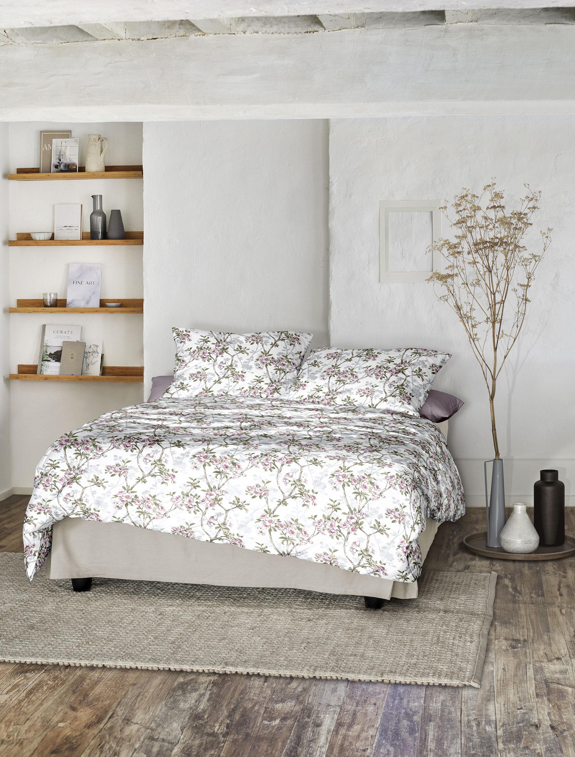 Bettwäsche IRISETTE, weiß, Mako-Satin, Obermaterial: 100% Baumwolle, Bettwäsche, "Tokio 8537", seidiger Glanz