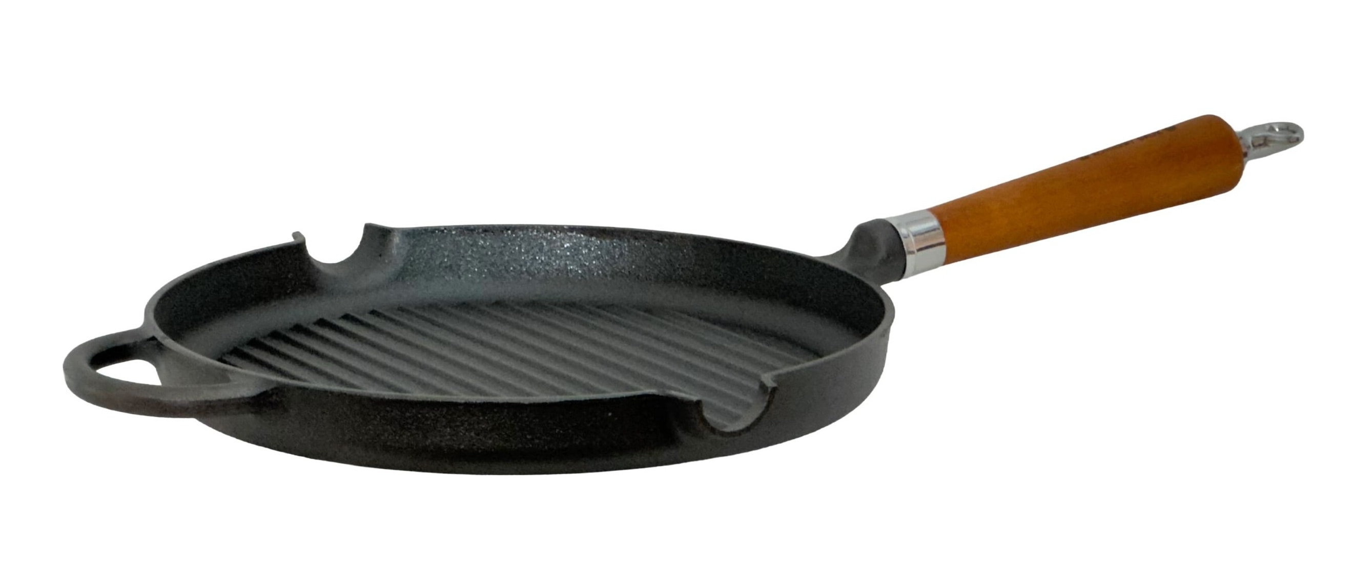 Ronneby Bruk Grillpfanne "Maestro Pfanne, Ø 28 cm, mit Holzgriff & Gegengriff" Gusseisen 1 tlg.