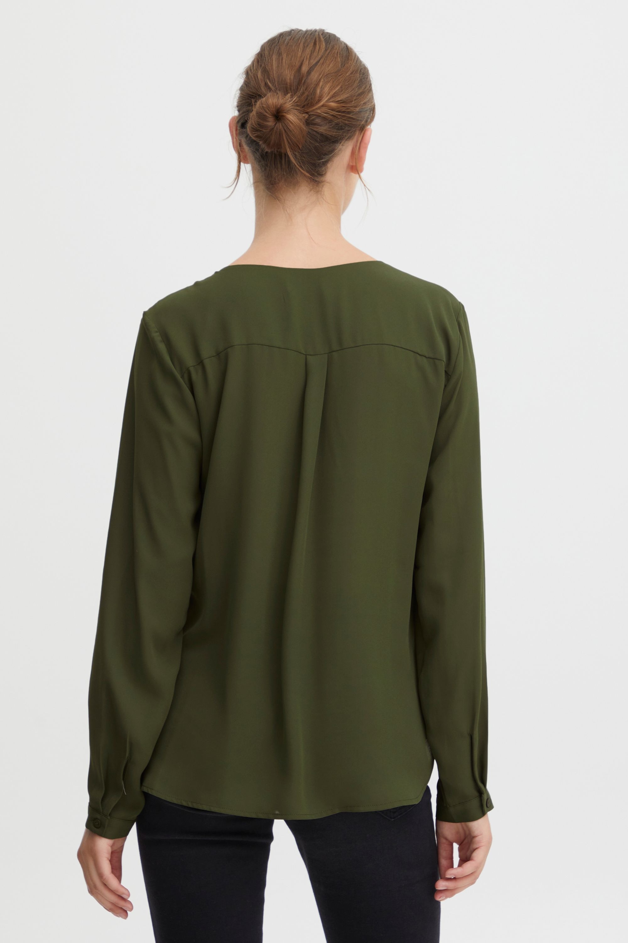 OXMO Hally Long Sleeve Blouse Women Green Size 40 3