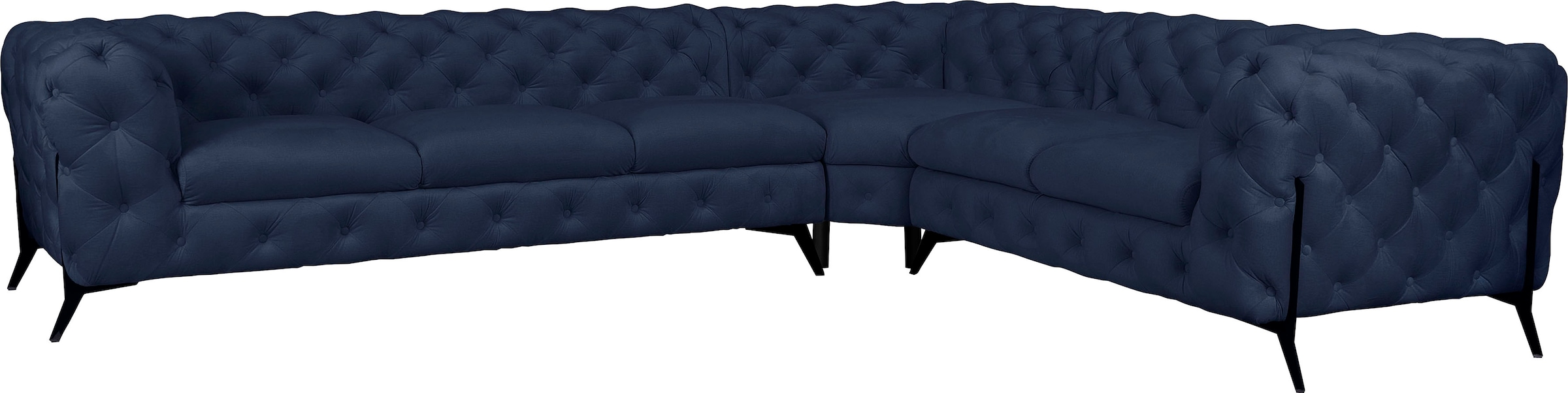 Leonique Chesterfield-Sofa »Amaury L-Form«, großes Ecksofa, Chesterfield-Optik, Breite 323 cm, Fußfarbe wählbar