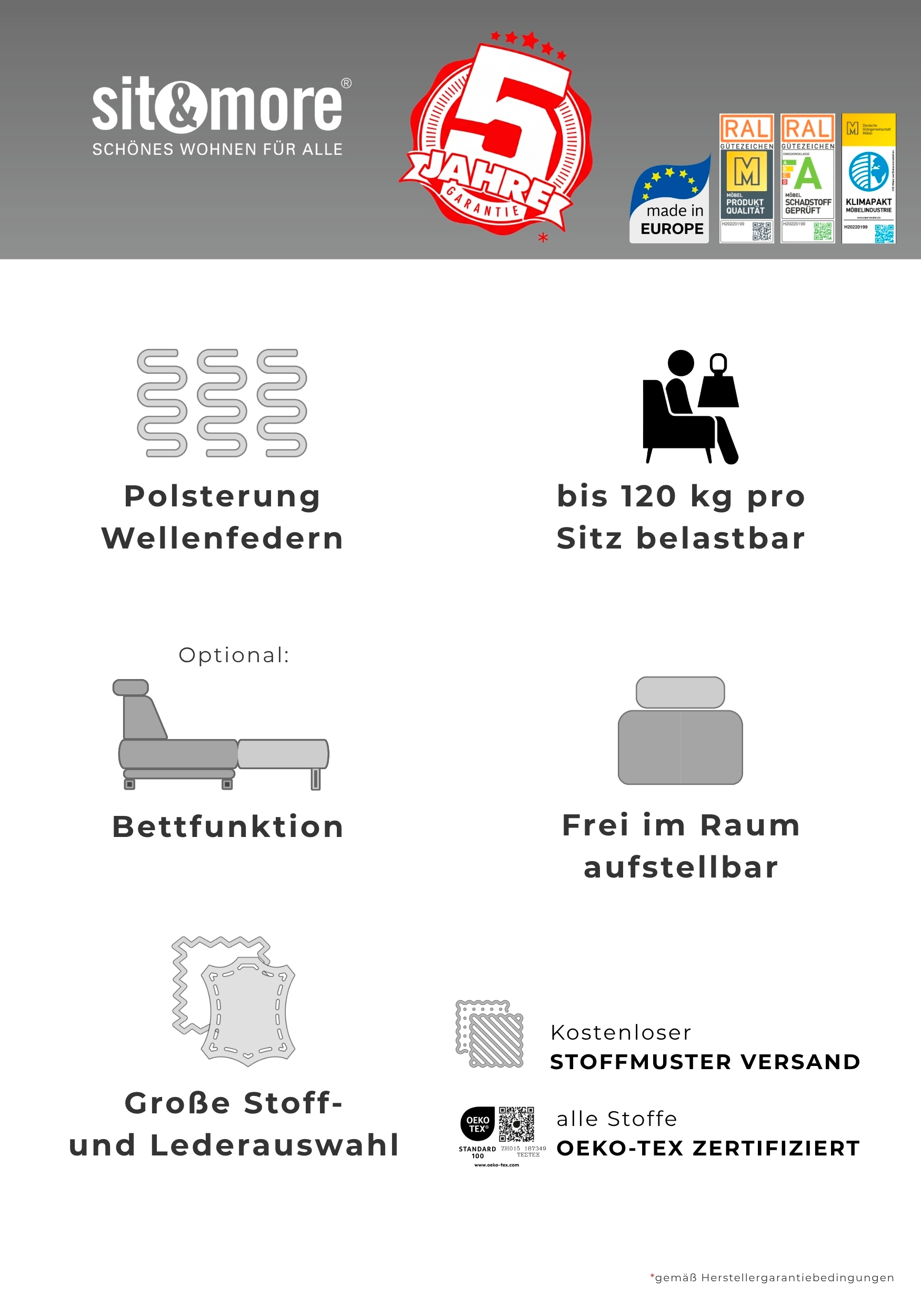 sit&more Sessel »Mailand, B: 99 cm« individuell zu kombinieren